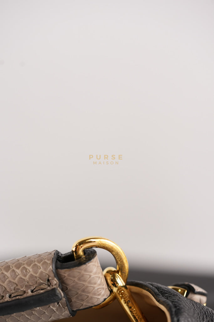 Tournon Black Snake Skin Handle Taurillon Leather (Date Code: AH2195) | Purse Maison Luxury Bags Shop