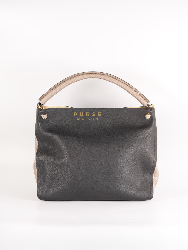 Tournon Black Snake Skin Handle Taurillon Leather (Date Code: AH2195) | Purse Maison Luxury Bags Shop
