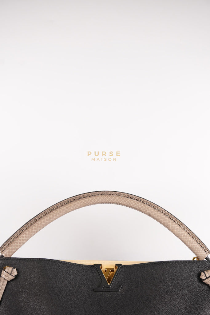 Tournon Black Snake Skin Handle Taurillon Leather (Date Code: AH2195) | Purse Maison Luxury Bags Shop