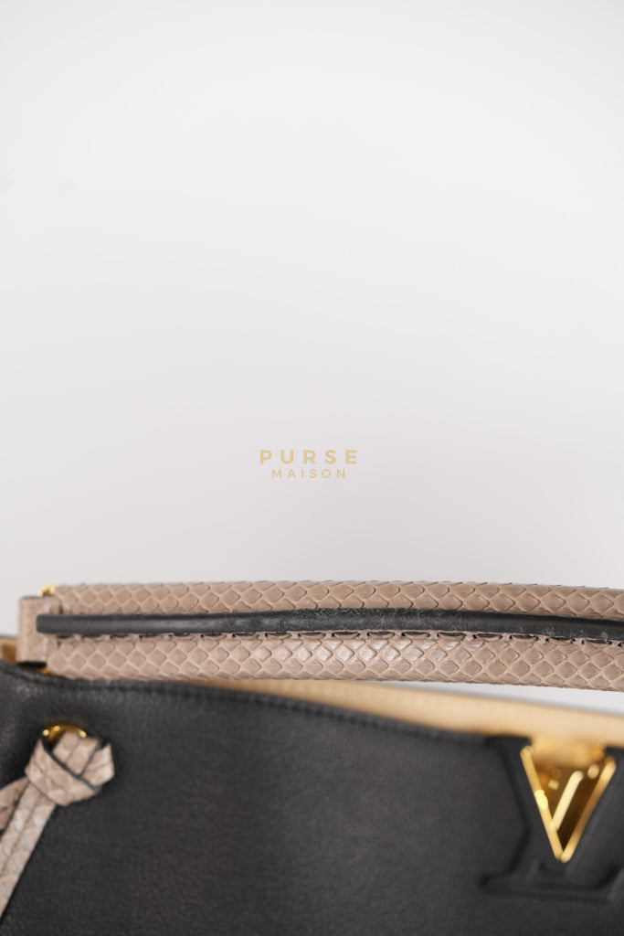 Tournon Black Snake Skin Handle Taurillon Leather (Date Code: AH2195) | Purse Maison Luxury Bags Shop