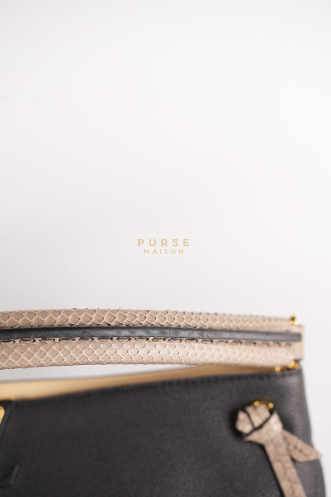 Tournon Black Snake Skin Handle Taurillon Leather (Date Code: AH2195) | Purse Maison Luxury Bags Shop