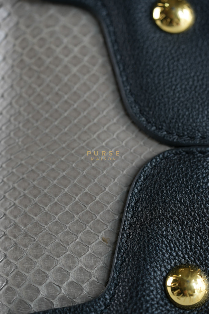 Tournon Black Snake Skin Handle Taurillon Leather (Date Code: AH2195) | Purse Maison Luxury Bags Shop