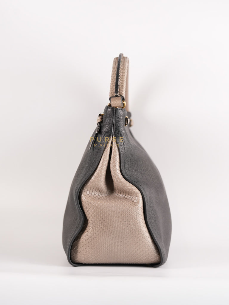 Tournon Black Snake Skin Handle Taurillon Leather (Date Code: AH2195) | Purse Maison Luxury Bags Shop