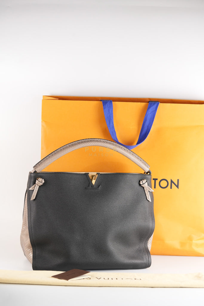 Tournon Black Snake Skin Handle Taurillon Leather (Date Code: AH2195) | Purse Maison Luxury Bags Shop