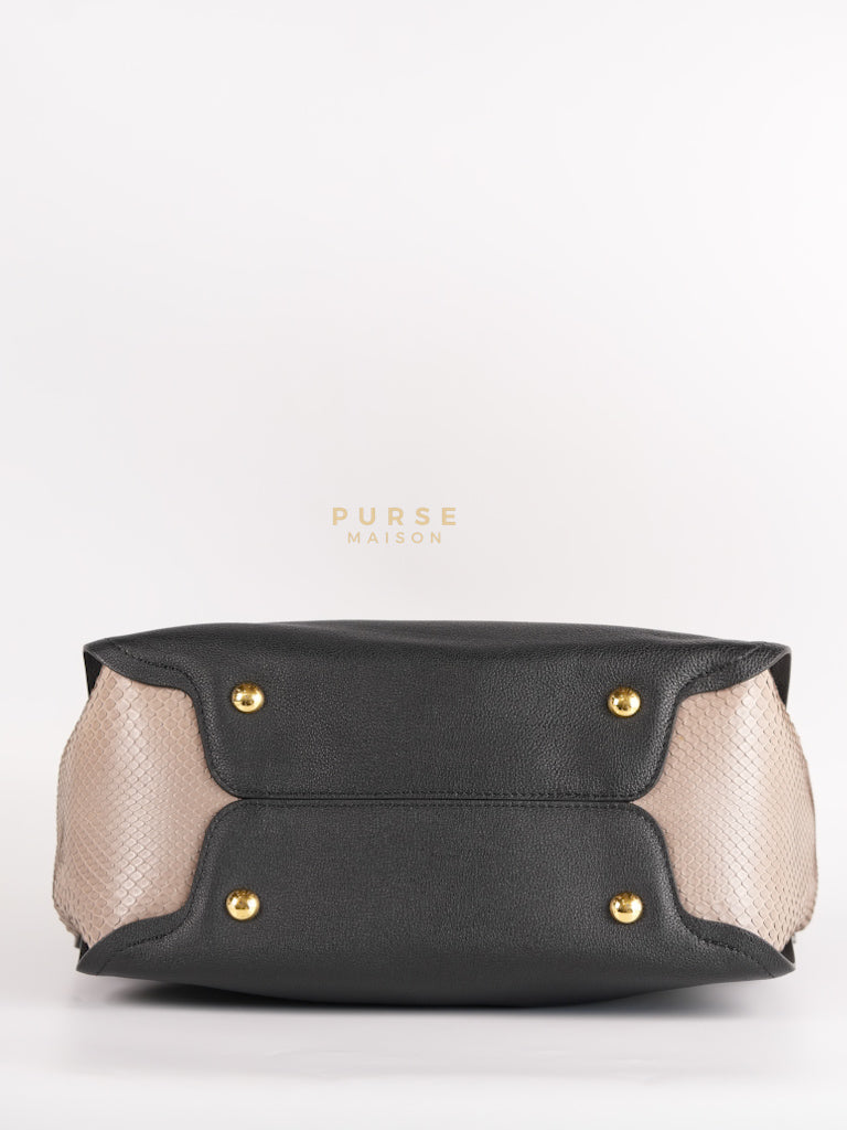 Tournon Black Snake Skin Handle Taurillon Leather (Date Code: AH2195) | Purse Maison Luxury Bags Shop