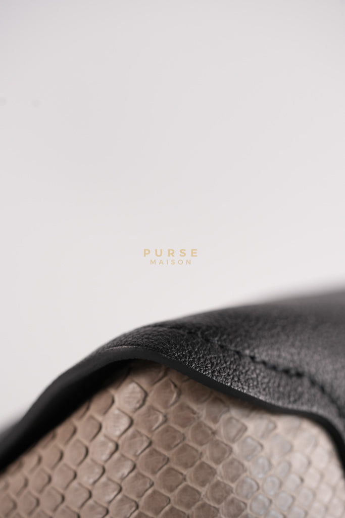 Tournon Black Snake Skin Handle Taurillon Leather (Date Code: AH2195) | Purse Maison Luxury Bags Shop