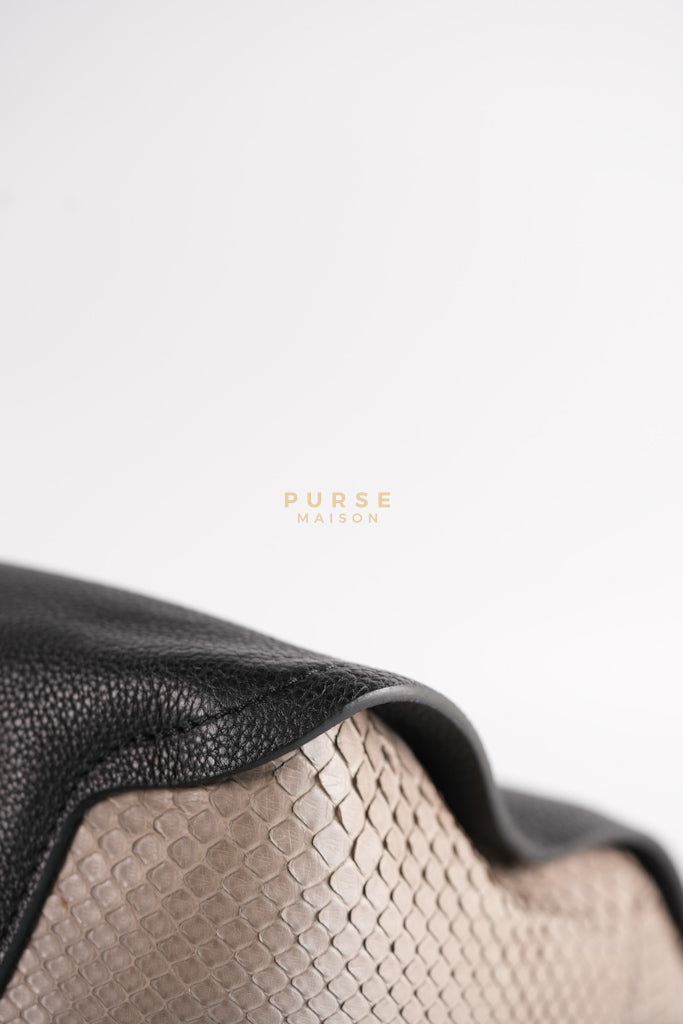 Tournon Black Snake Skin Handle Taurillon Leather (Date Code: AH2195) | Purse Maison Luxury Bags Shop