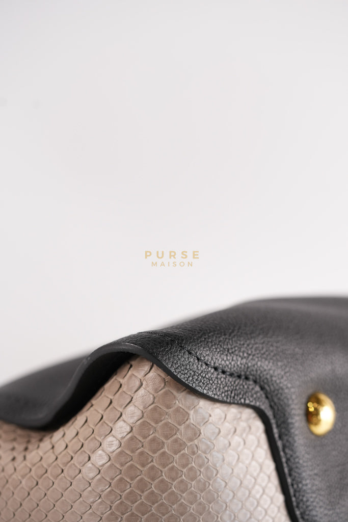 Tournon Black Snake Skin Handle Taurillon Leather (Date Code: AH2195) | Purse Maison Luxury Bags Shop