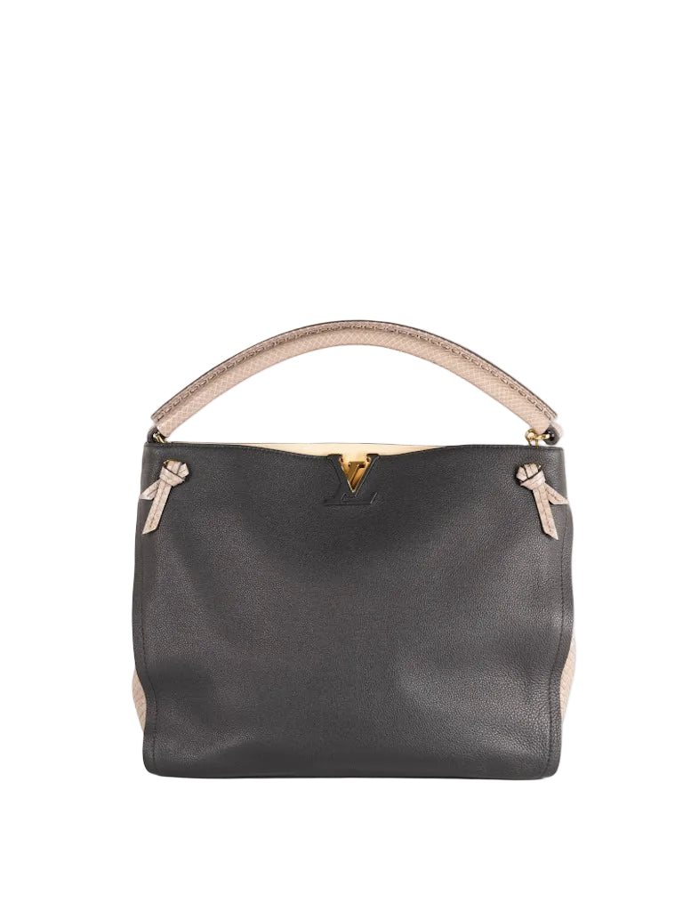 Tournon Black Snake Skin Handle Taurillon Leather (Date Code: AH2195) | Purse Maison Luxury Bags Shop