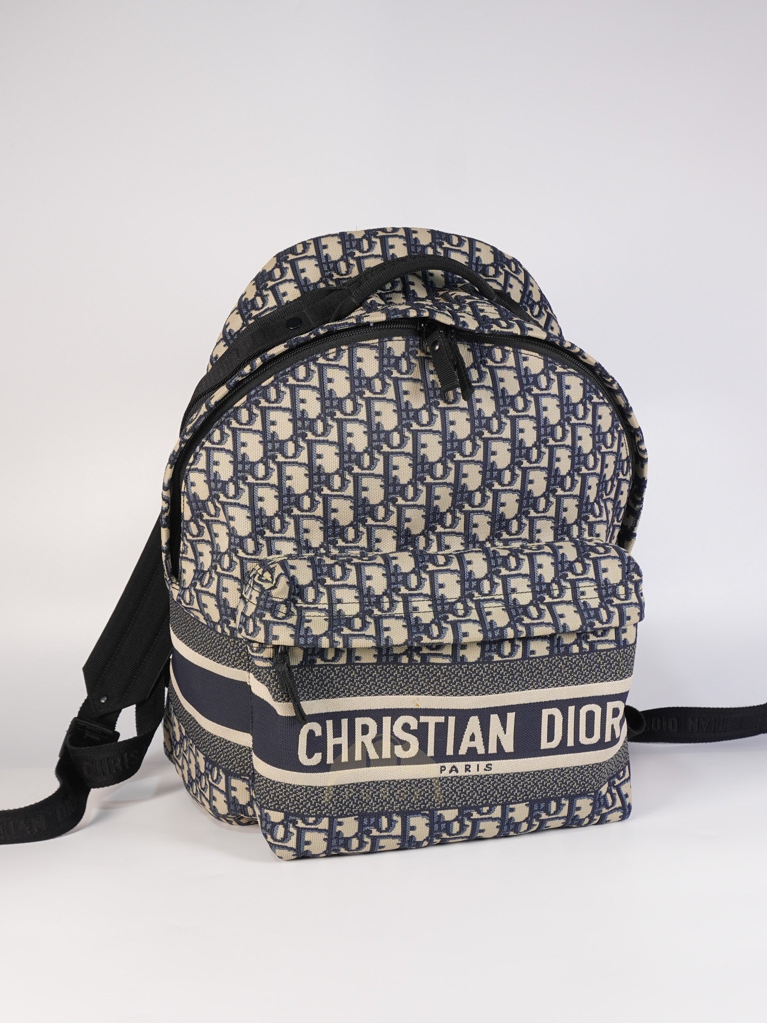 Travel Bagpack in Blue Oblique Jacquard Canvas | Purse Maison Luxury Bags Shop