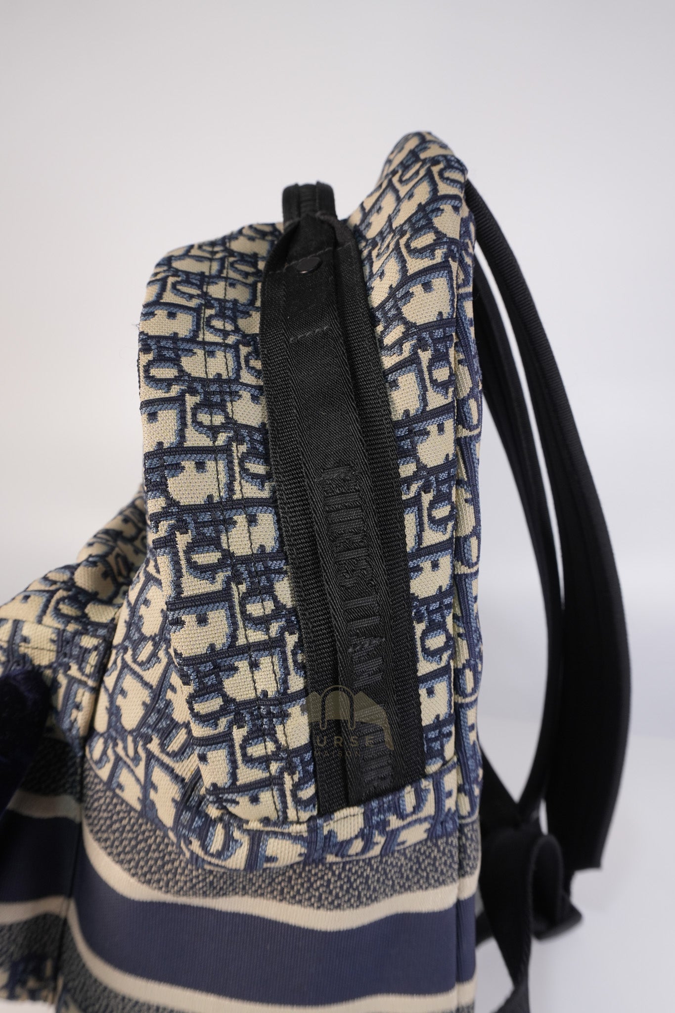 Travel Bagpack in Blue Oblique Jacquard Canvas | Purse Maison Luxury Bags Shop