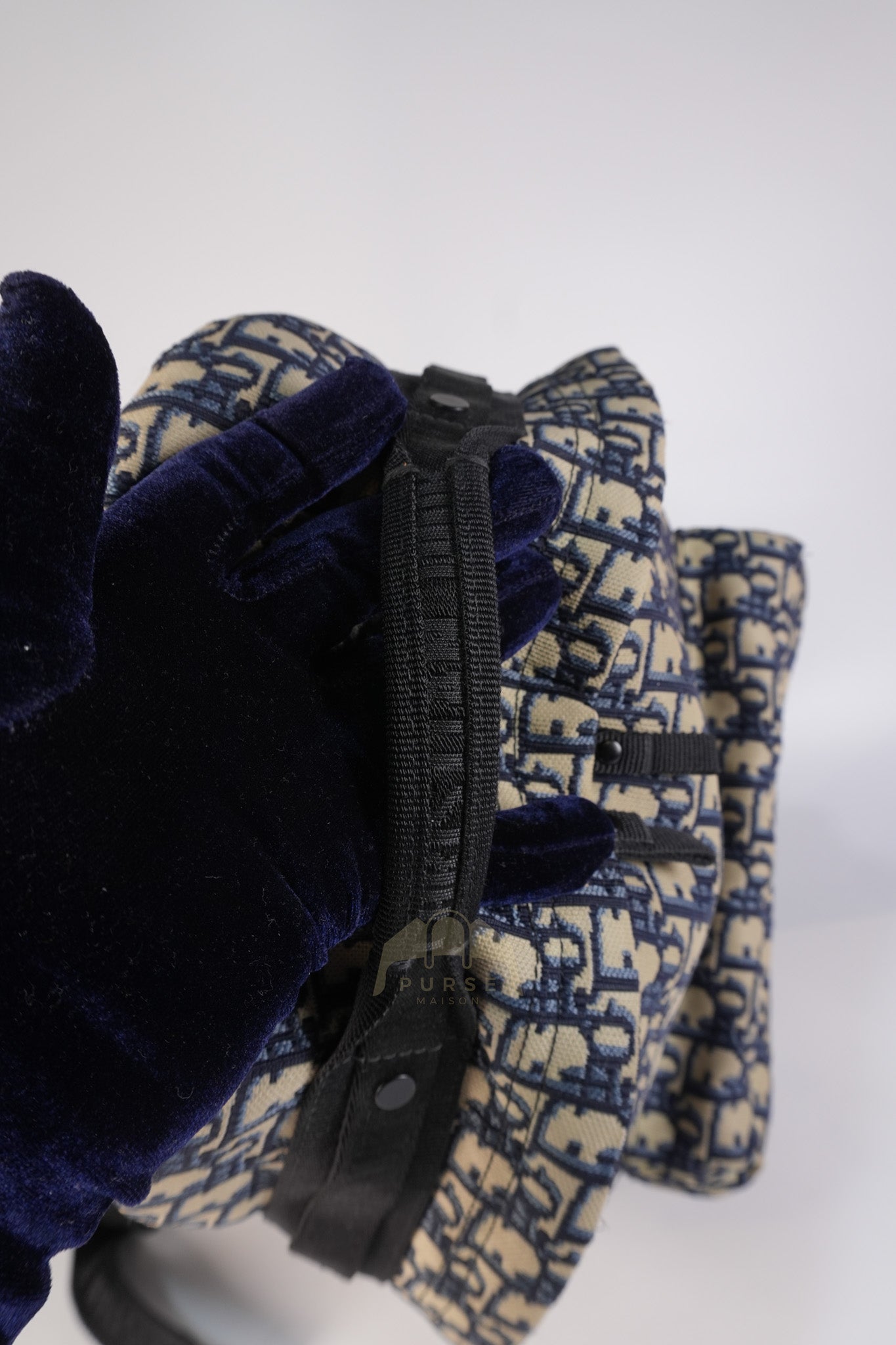 Travel Bagpack in Blue Oblique Jacquard Canvas | Purse Maison Luxury Bags Shop