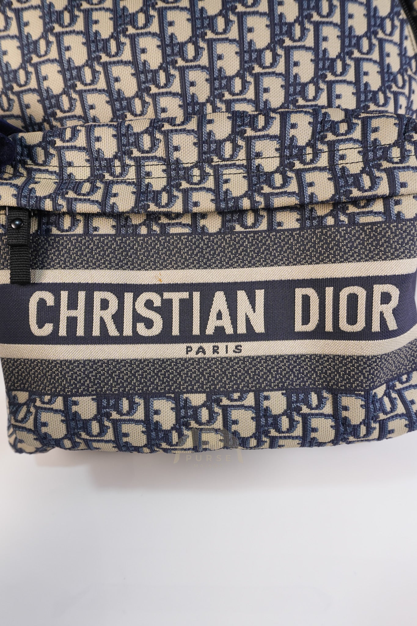 Travel Bagpack in Blue Oblique Jacquard Canvas | Purse Maison Luxury Bags Shop