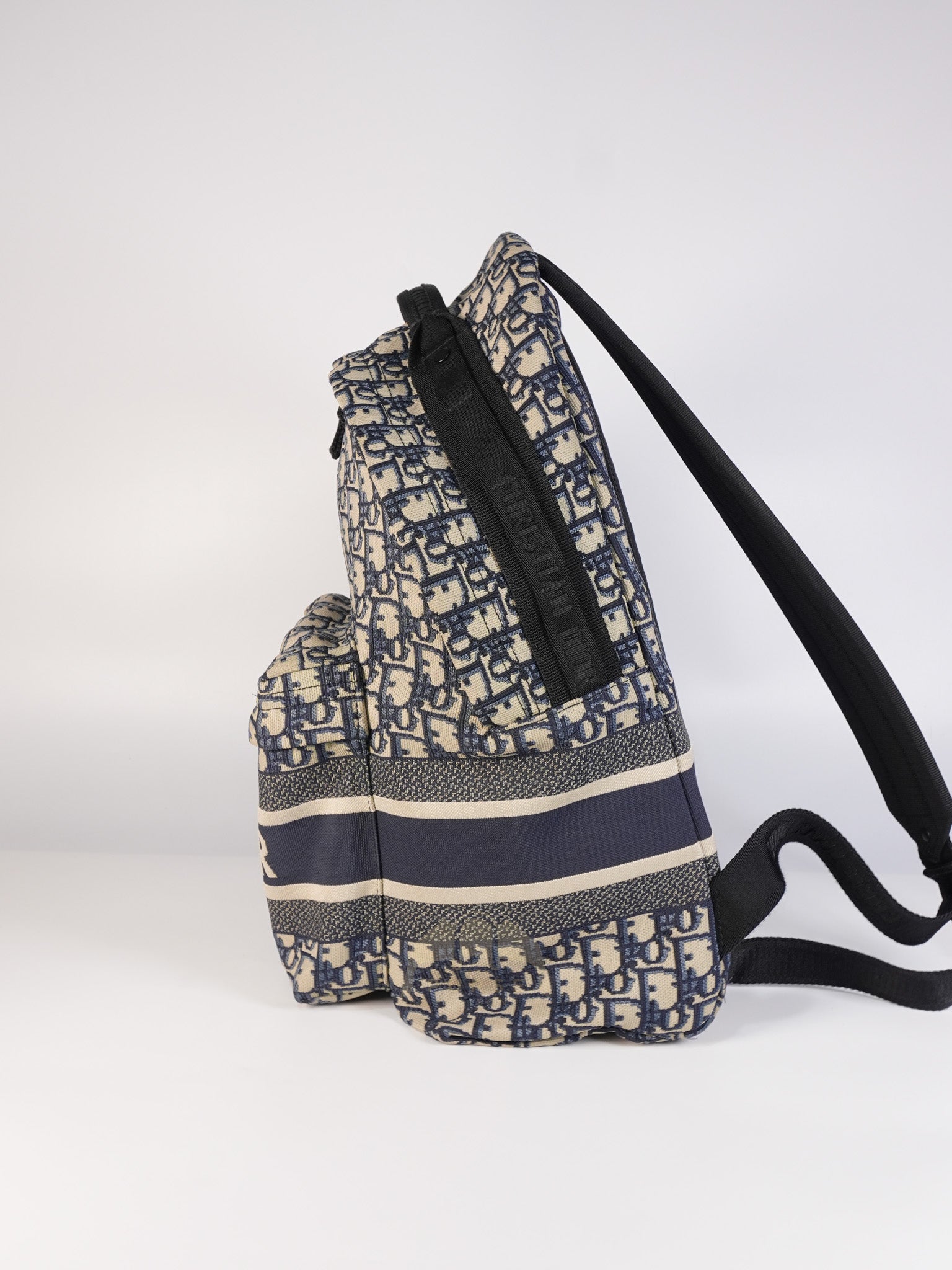 Travel Bagpack in Blue Oblique Jacquard Canvas | Purse Maison Luxury Bags Shop