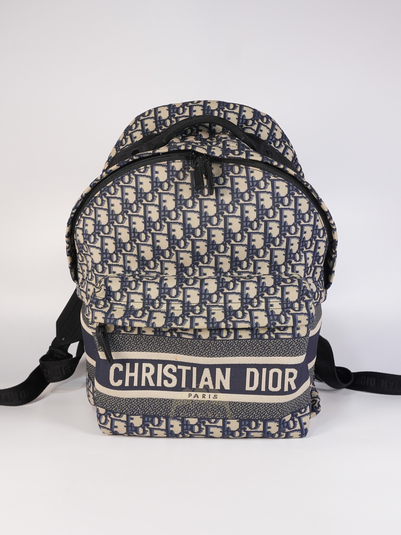 Travel Bagpack in Blue Oblique Jacquard Canvas | Purse Maison Luxury Bags Shop