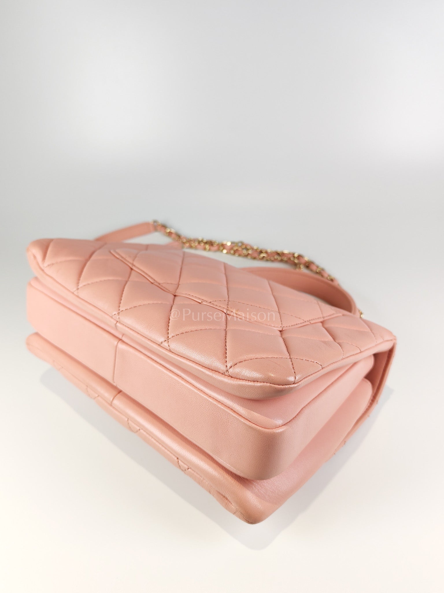 Trendy CC Medium Top Handle in Pink Lambskin Leather and Gold Hardware Series 27 | Purse Maison Luxury Bags Shop