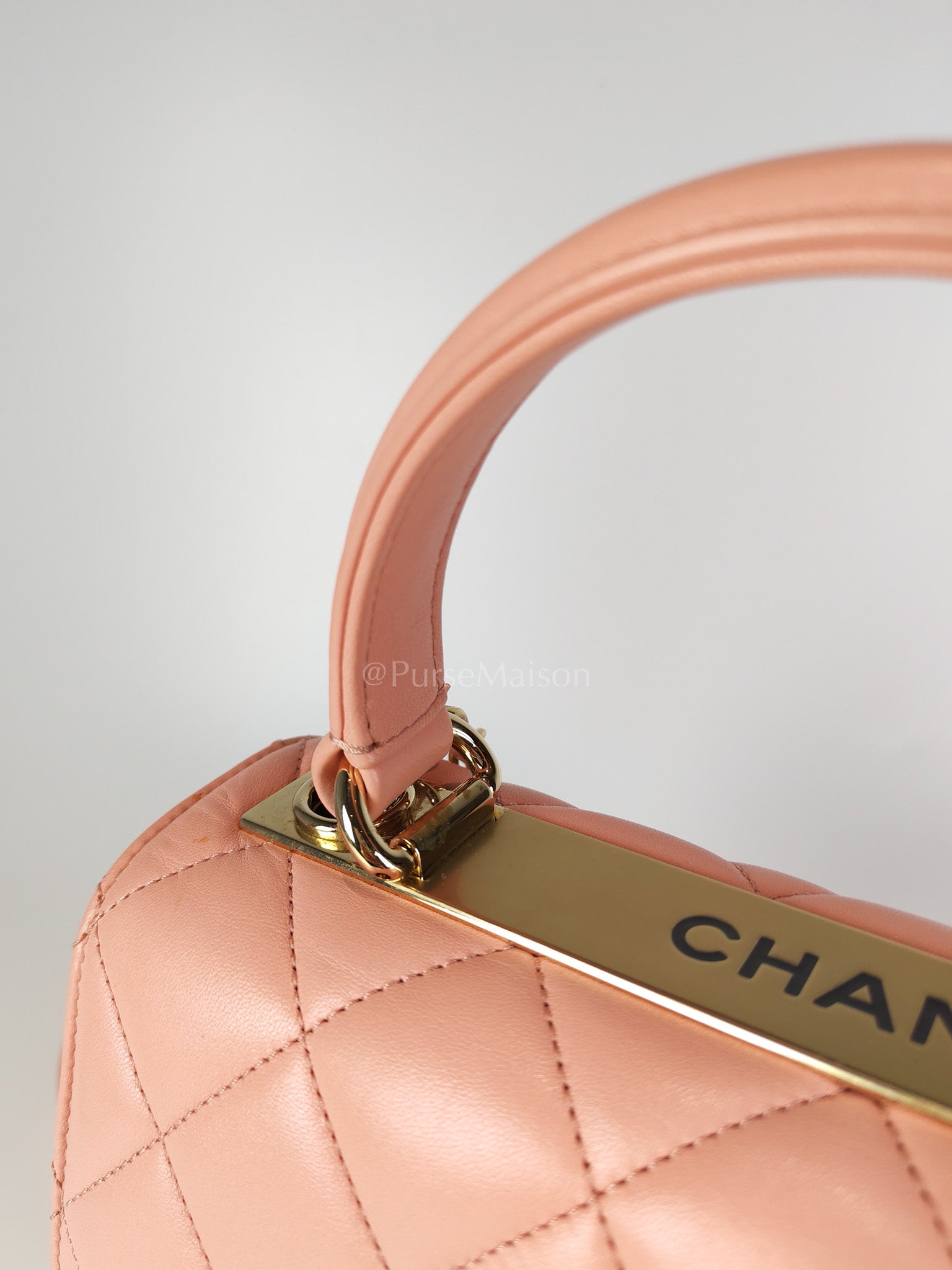 Trendy CC Medium Top Handle in Pink Lambskin Leather and Gold Hardware Series 27 | Purse Maison Luxury Bags Shop