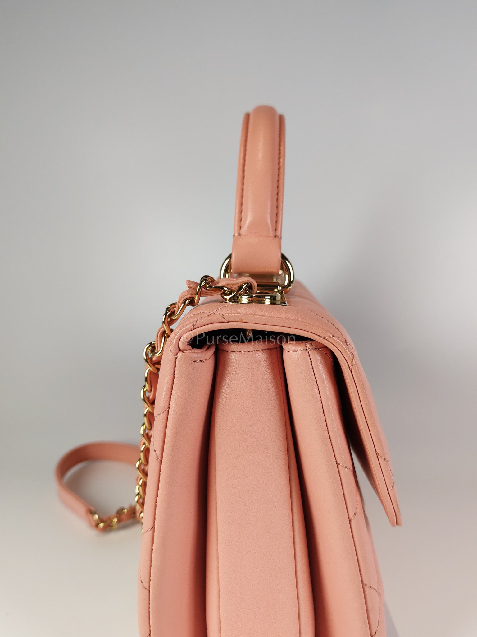 Trendy CC Medium Top Handle in Pink Lambskin Leather and Gold Hardware Series 27 | Purse Maison Luxury Bags Shop