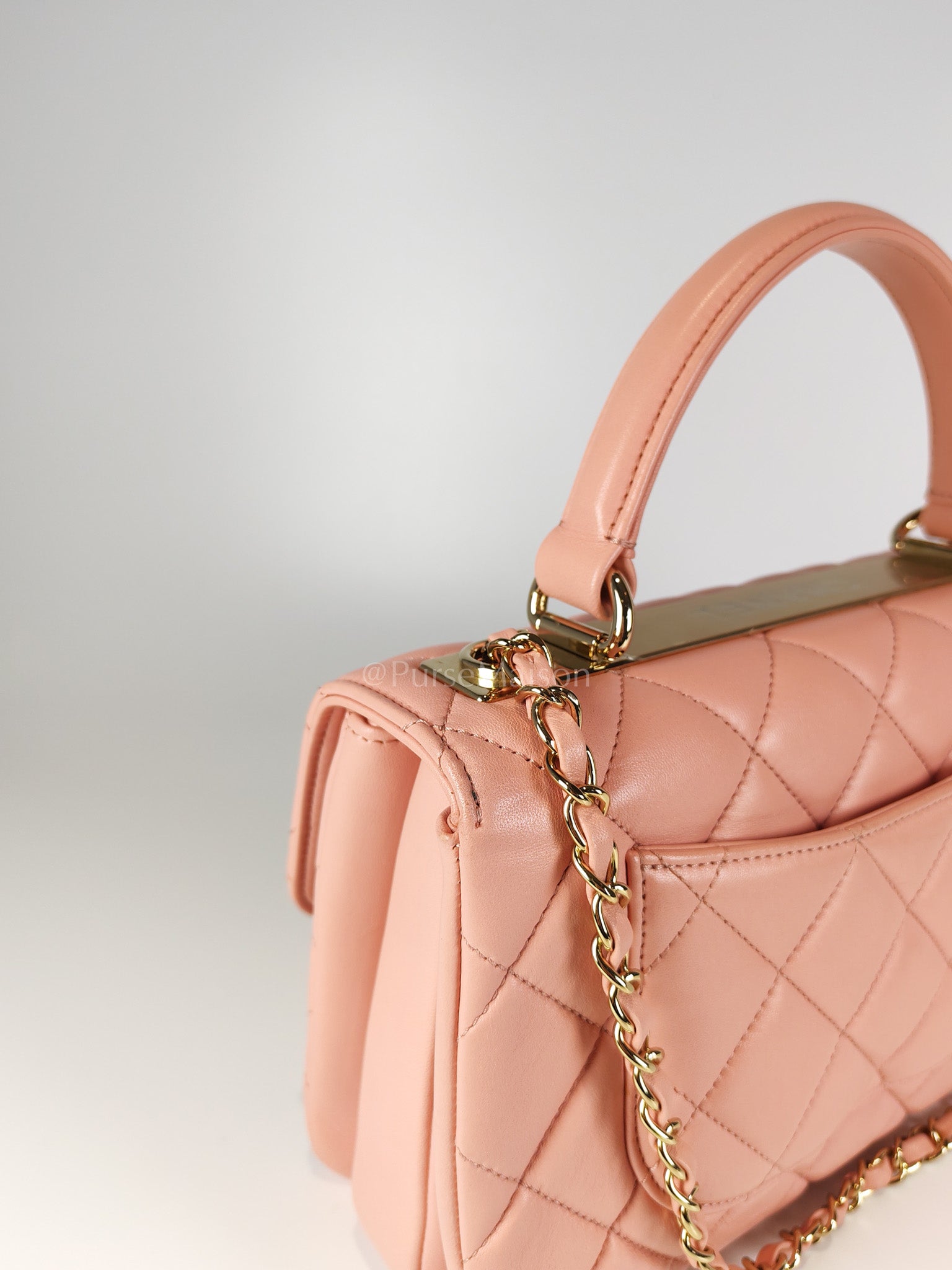 Trendy CC Medium Top Handle in Pink Lambskin Leather and Gold Hardware Series 27 | Purse Maison Luxury Bags Shop