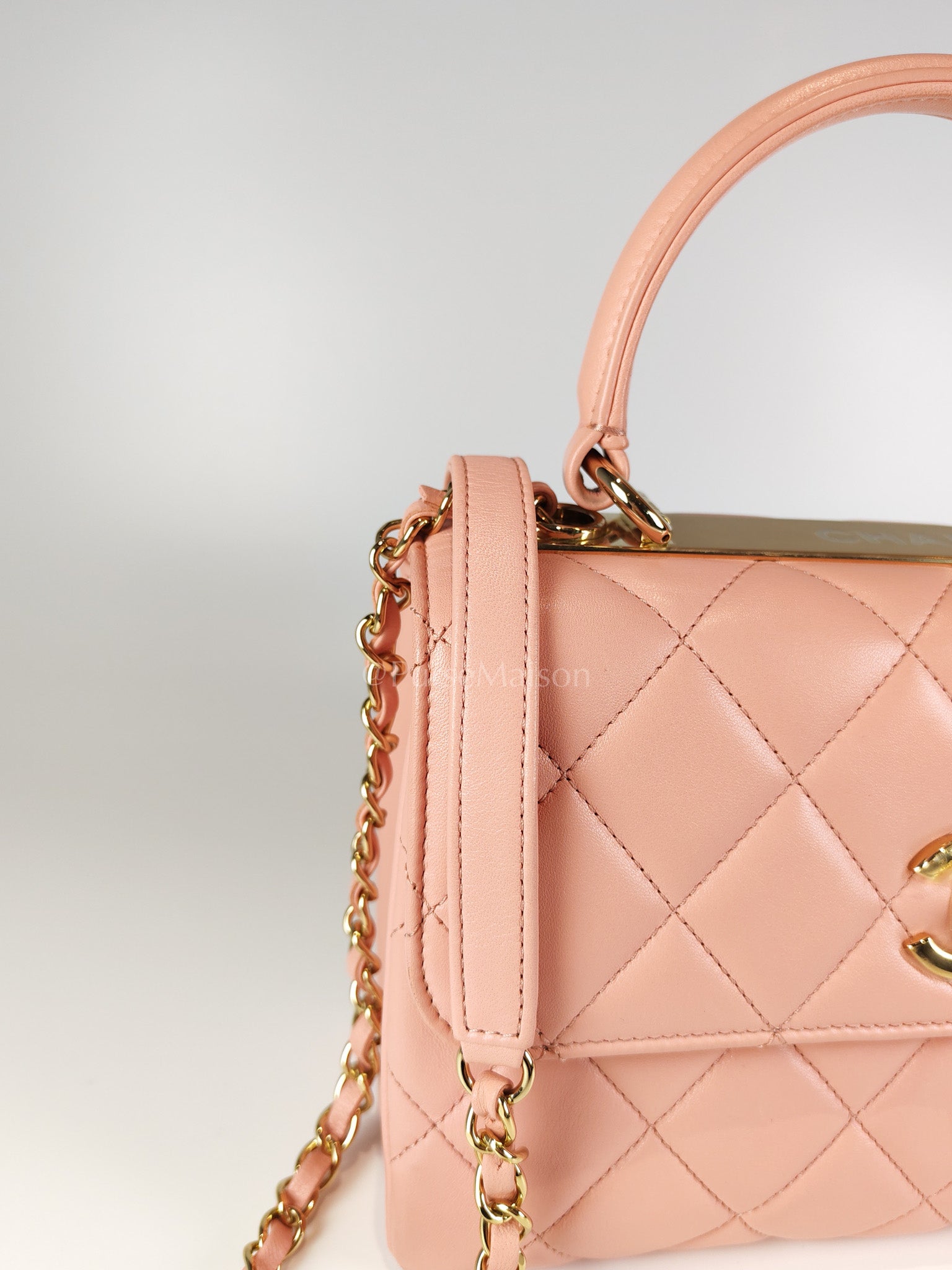 Trendy CC Medium Top Handle in Pink Lambskin Leather and Gold Hardware Series 27 | Purse Maison Luxury Bags Shop