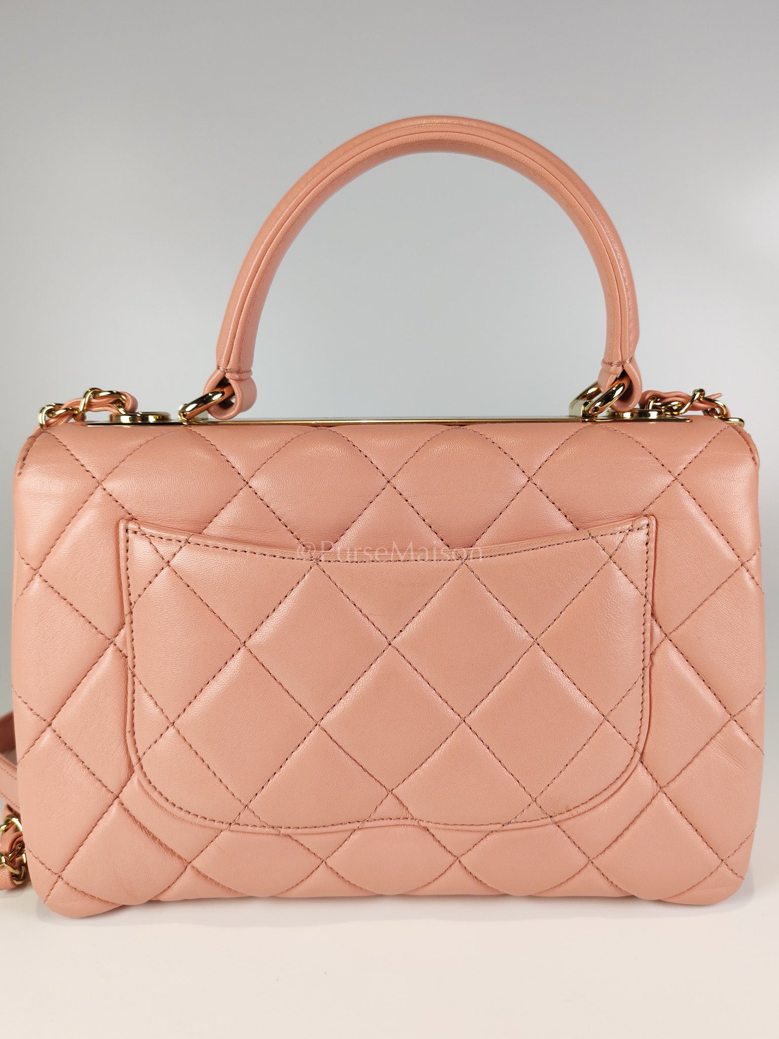 Trendy CC Medium Top Handle in Pink Lambskin Leather and Gold Hardware Series 27 | Purse Maison Luxury Bags Shop