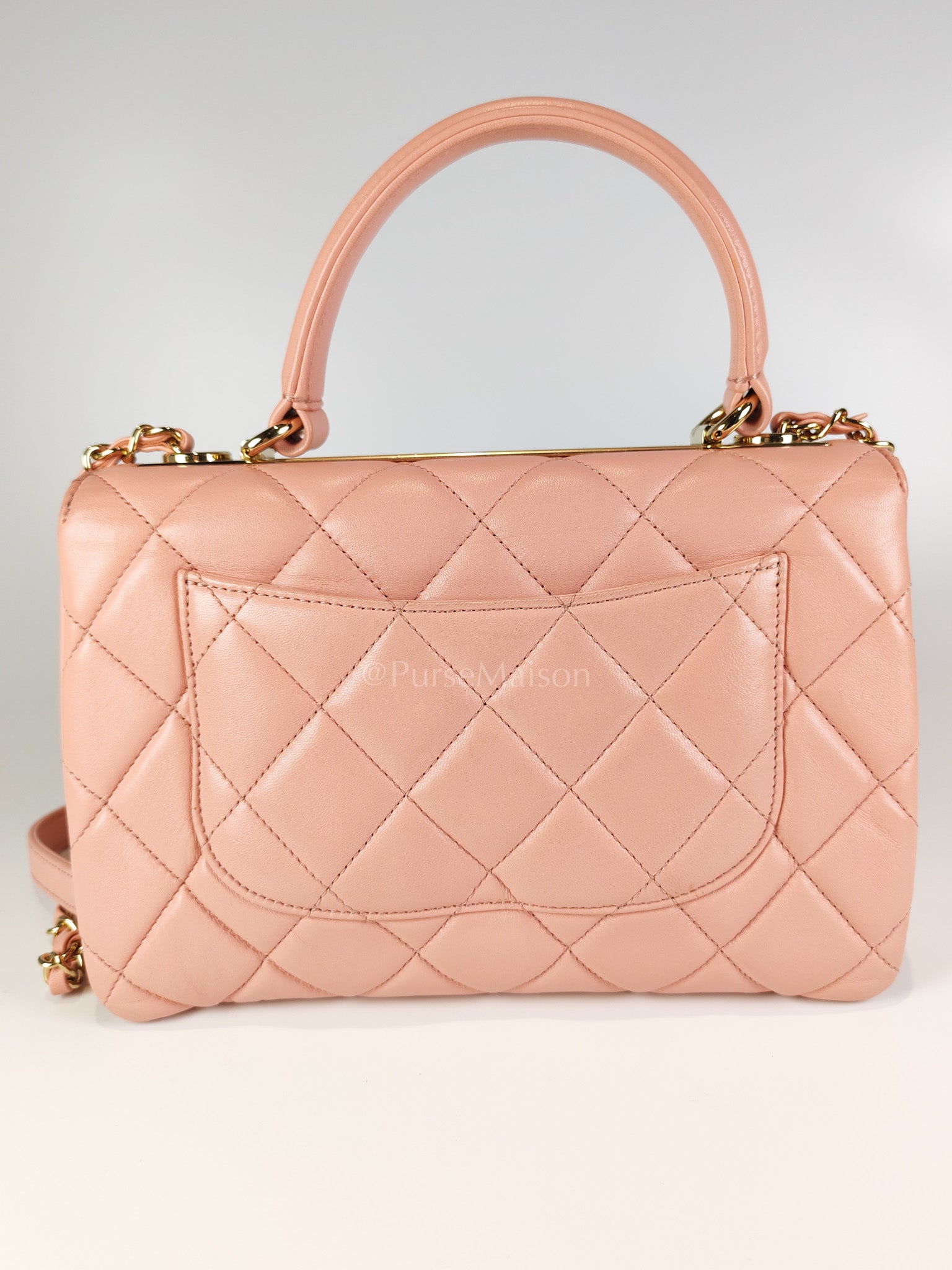 Trendy CC Medium Top Handle in Pink Lambskin Leather and Gold Hardware Series 27 | Purse Maison Luxury Bags Shop