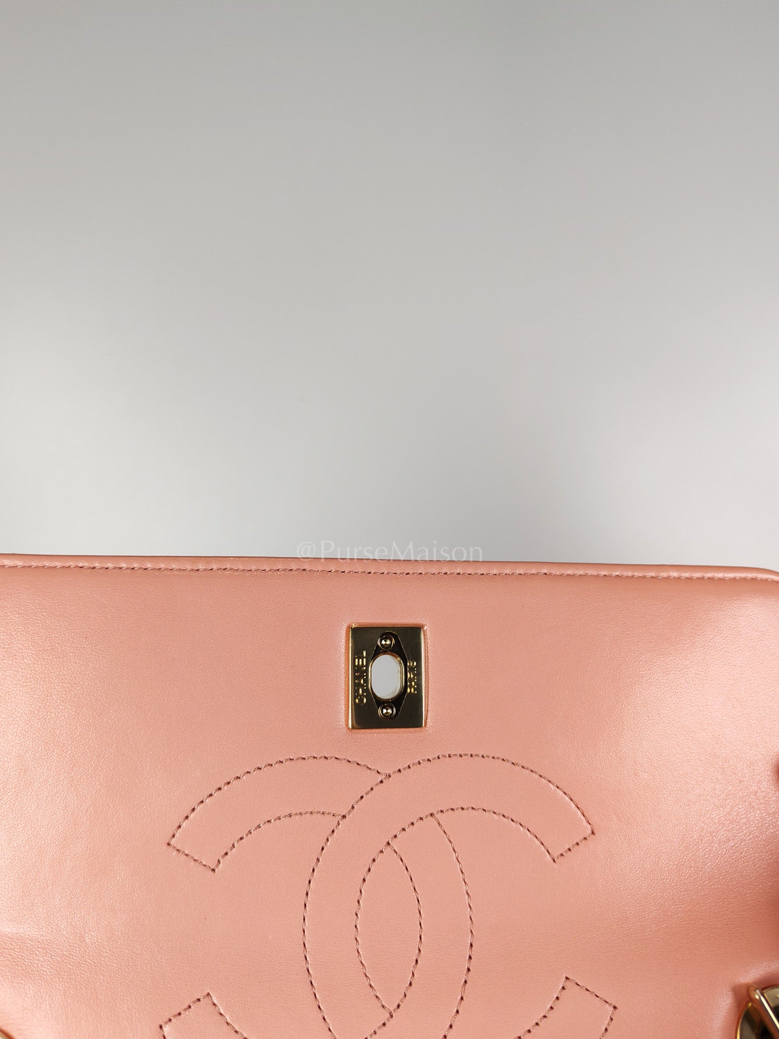 Trendy CC Medium Top Handle in Pink Lambskin Leather and Gold Hardware Series 27 | Purse Maison Luxury Bags Shop