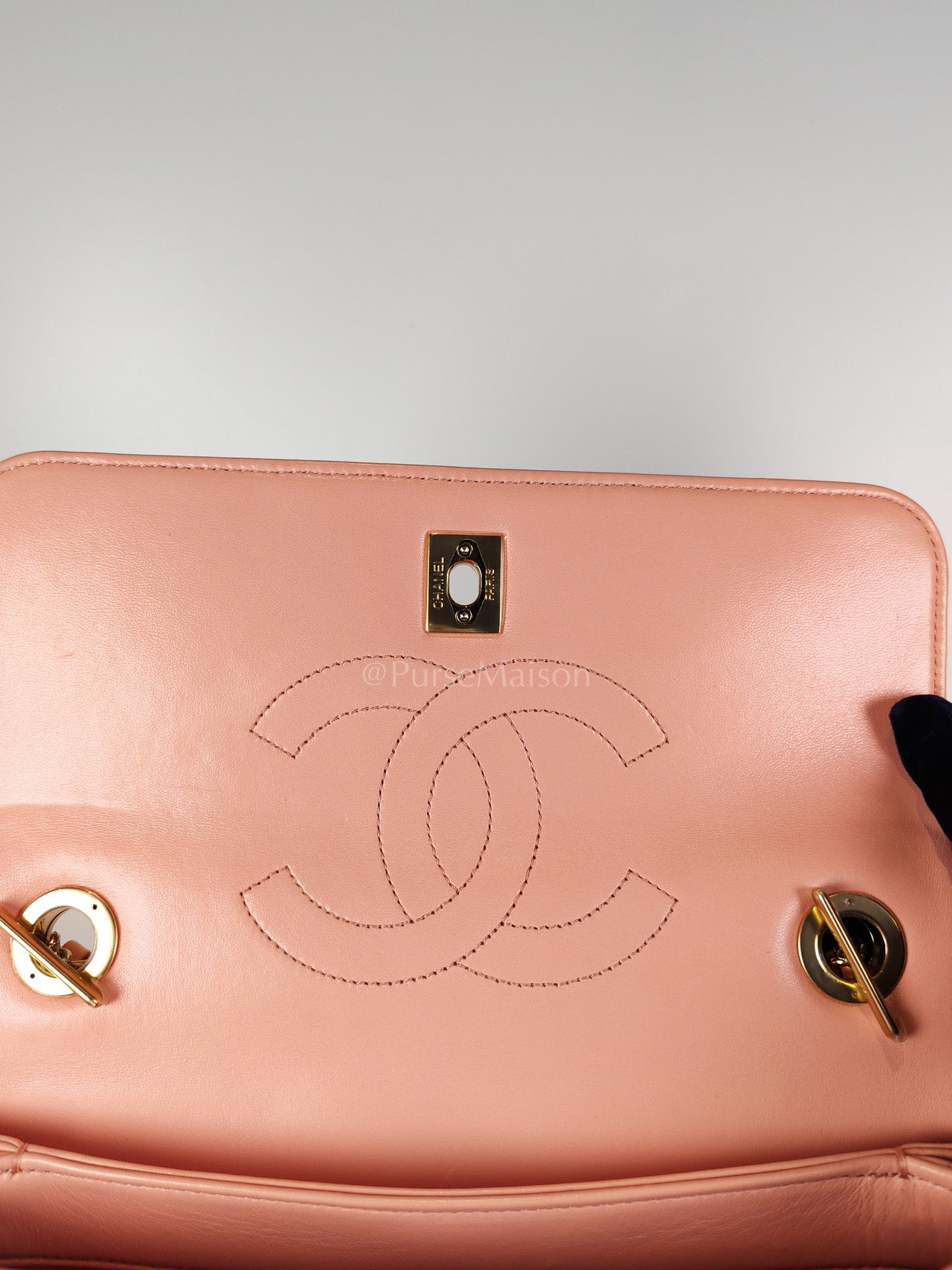 Trendy CC Medium Top Handle in Pink Lambskin Leather and Gold Hardware Series 27 | Purse Maison Luxury Bags Shop