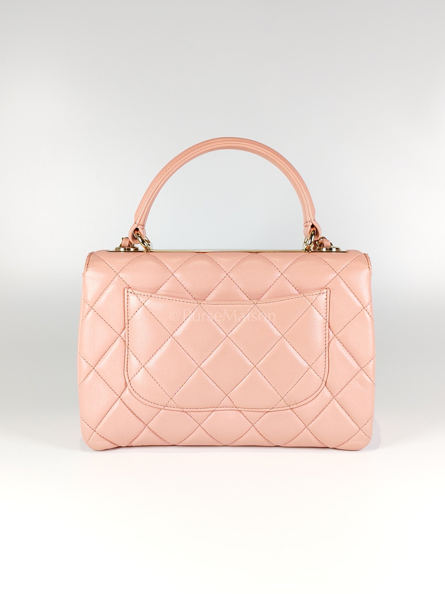 Trendy CC Medium Top Handle in Pink Lambskin Leather and Gold Hardware Series 27 | Purse Maison Luxury Bags Shop
