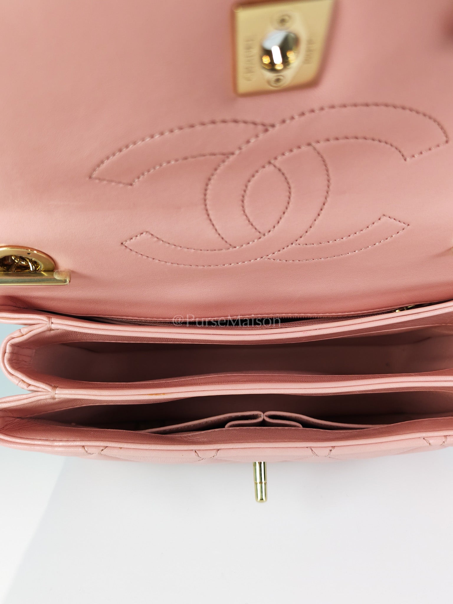 Trendy CC Medium Top Handle in Pink Lambskin Leather and Gold Hardware Series 27 | Purse Maison Luxury Bags Shop