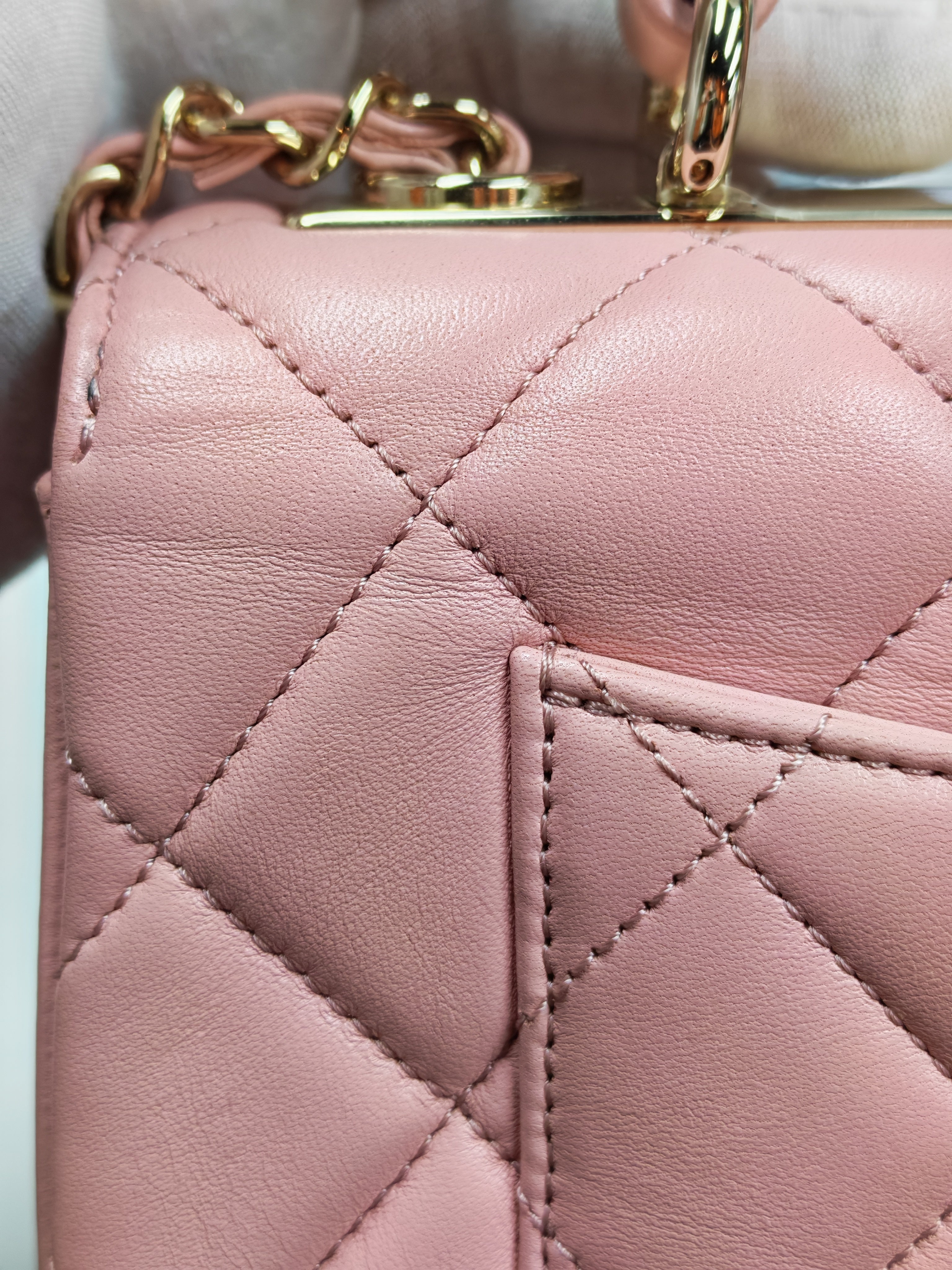 Trendy CC Medium Top Handle in Pink Lambskin Leather and Gold Hardware Series 27 | Purse Maison Luxury Bags Shop