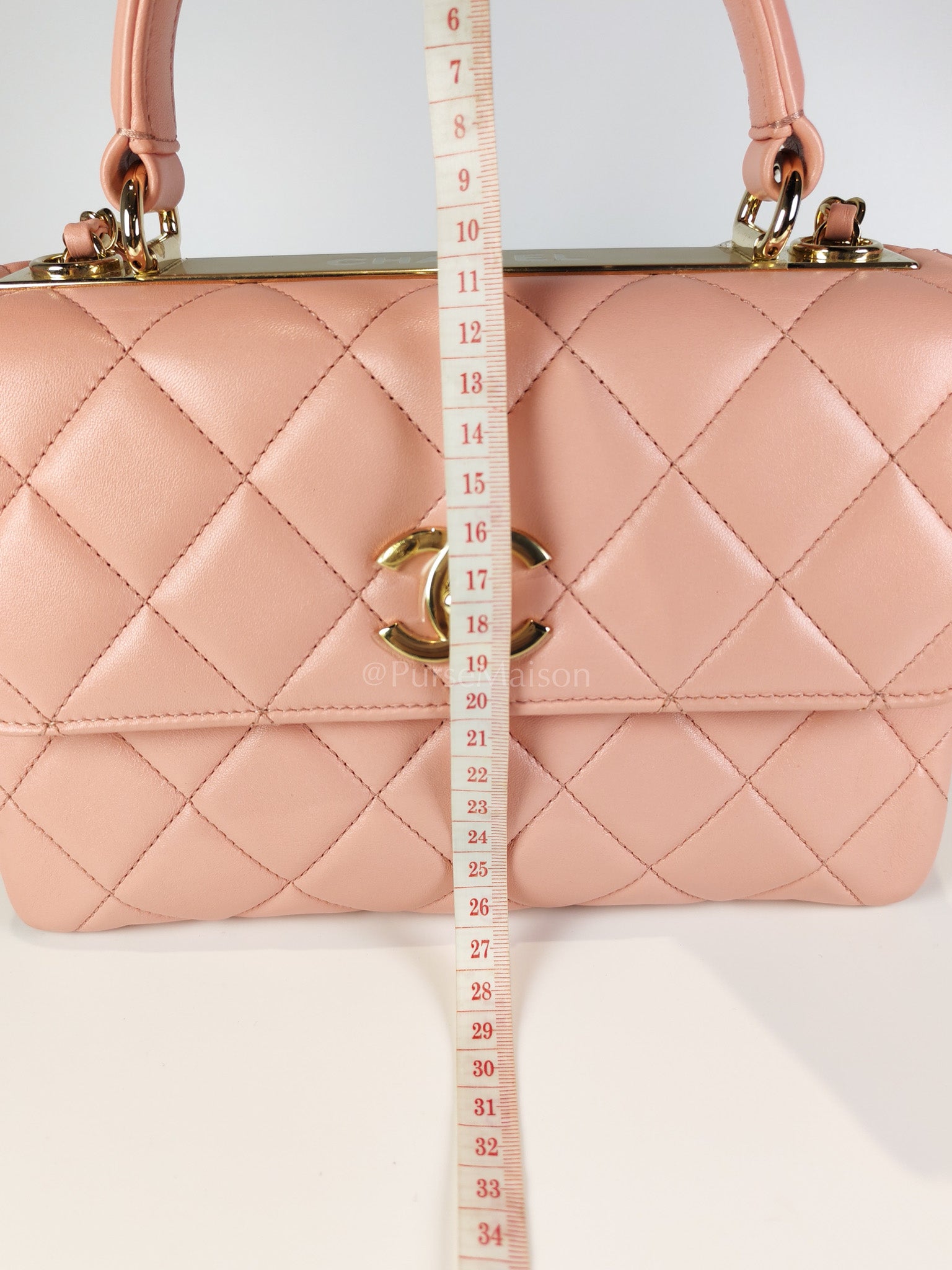 Trendy CC Medium Top Handle in Pink Lambskin Leather and Gold Hardware Series 27 | Purse Maison Luxury Bags Shop