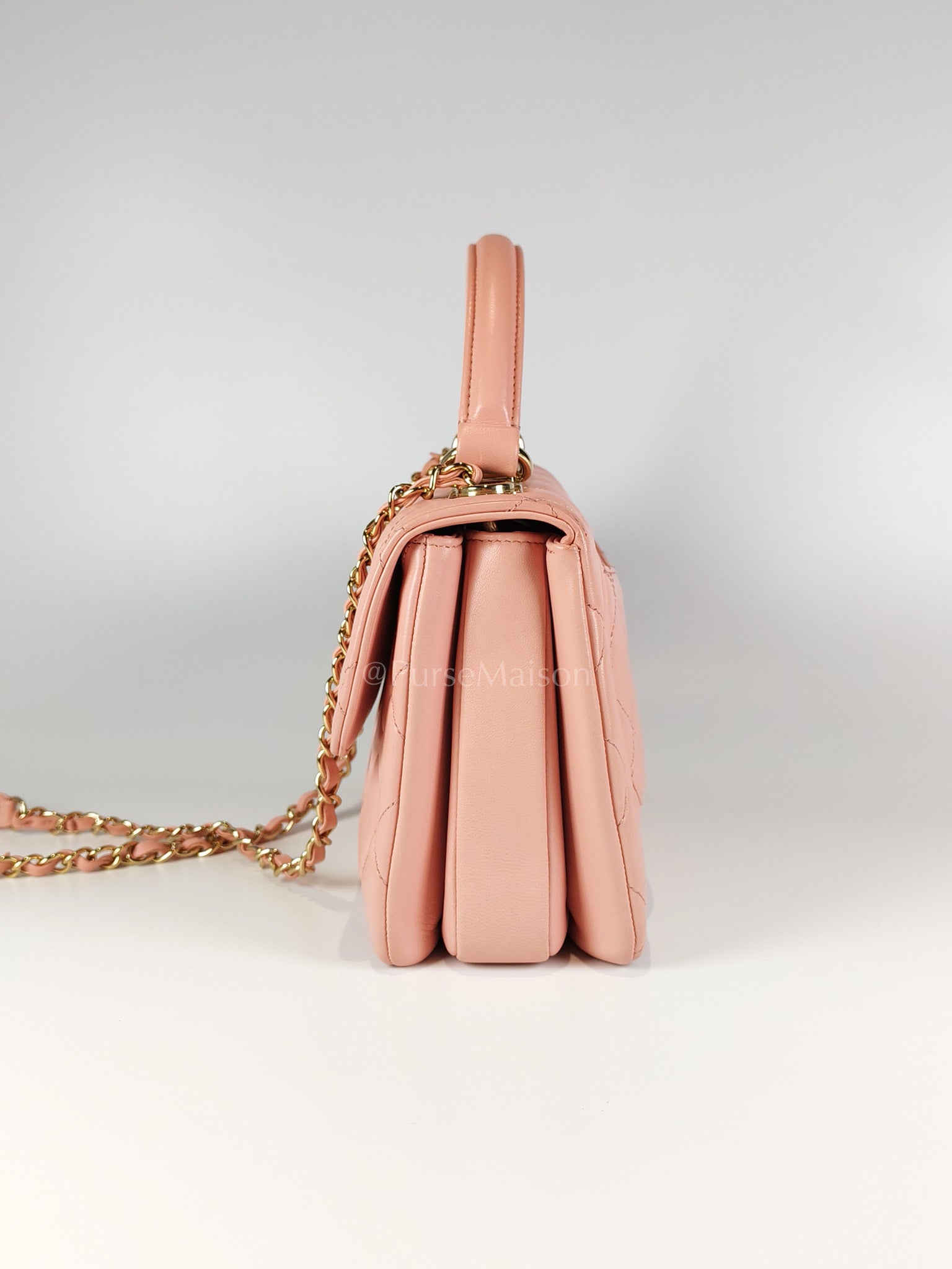 Trendy CC Medium Top Handle in Pink Lambskin Leather and Gold Hardware Series 27 | Purse Maison Luxury Bags Shop