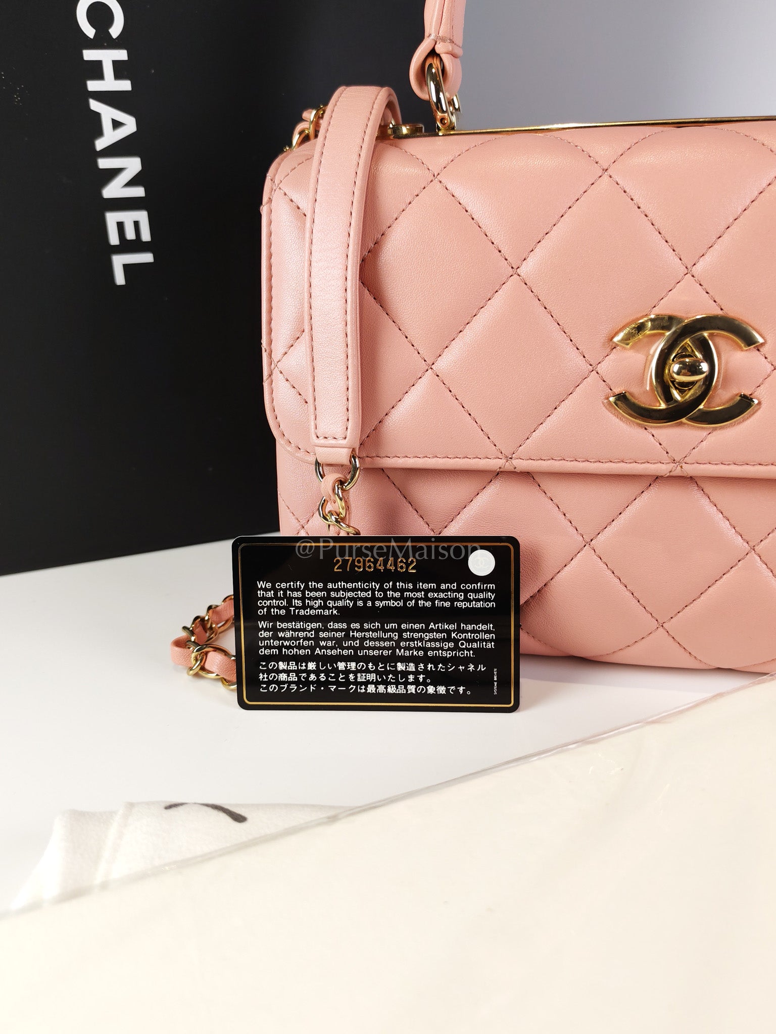 Trendy CC Medium Top Handle in Pink Lambskin Leather and Gold Hardware Series 27 | Purse Maison Luxury Bags Shop