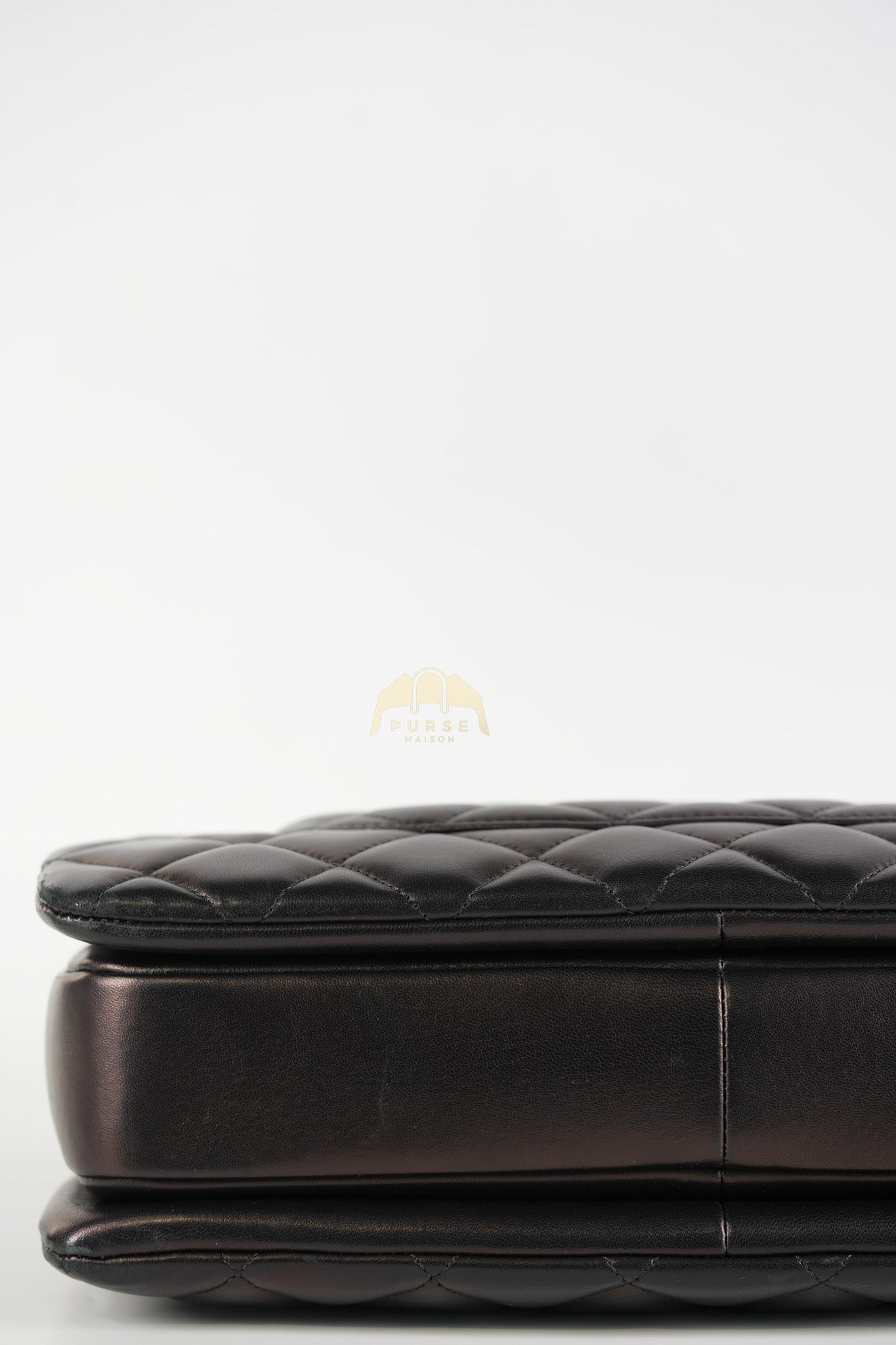 Trendy CC Top Handle Jumbo in Black Lambskin Light Gold Hardware (Series 19) | Purse Maison Luxury Bags Shop