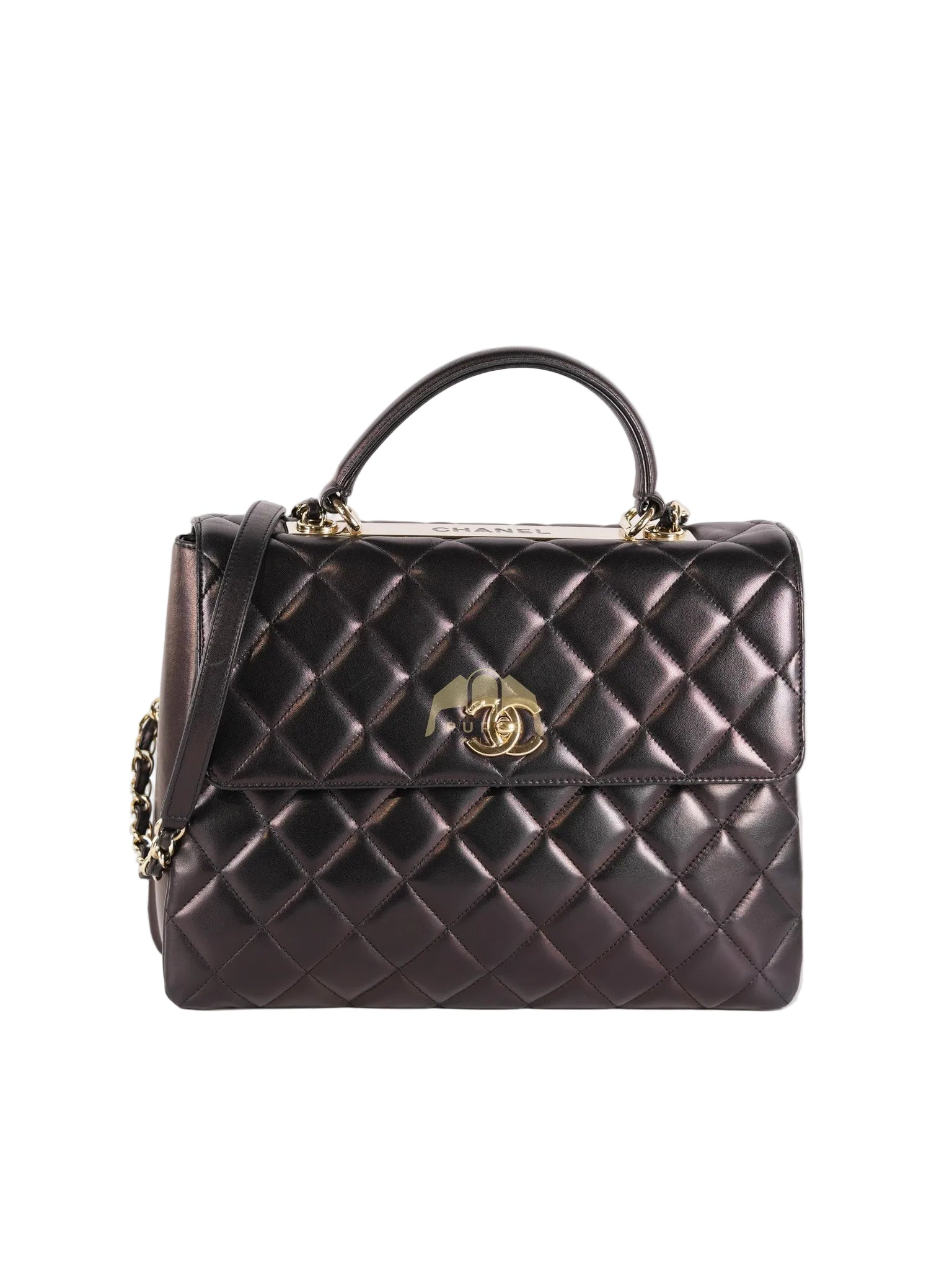 Trendy CC Top Handle Jumbo in Black Lambskin Light Gold Hardware (Series 19) | Purse Maison Luxury Bags Shop