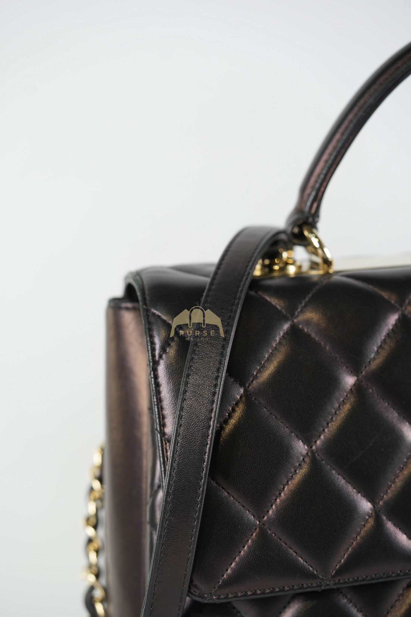 Trendy CC Top Handle Jumbo in Black Lambskin Light Gold Hardware (Series 19) | Purse Maison Luxury Bags Shop