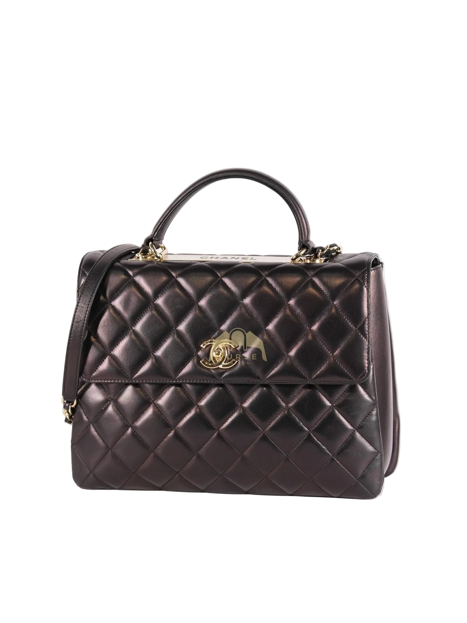 Trendy CC Top Handle Jumbo in Black Lambskin Light Gold Hardware (Series 19) | Purse Maison Luxury Bags Shop