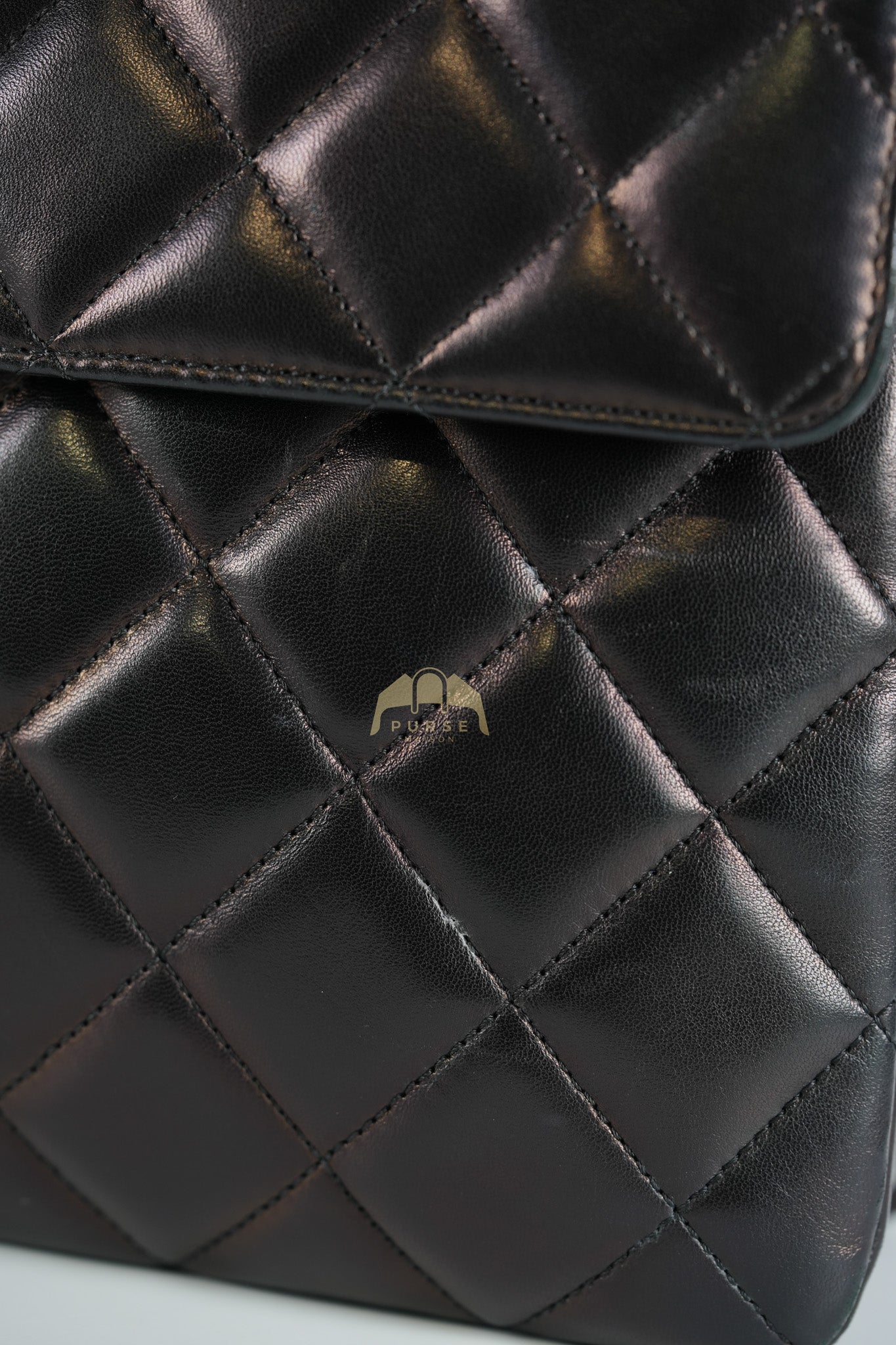 Trendy CC Top Handle Jumbo in Black Lambskin Light Gold Hardware (Series 19) | Purse Maison Luxury Bags Shop