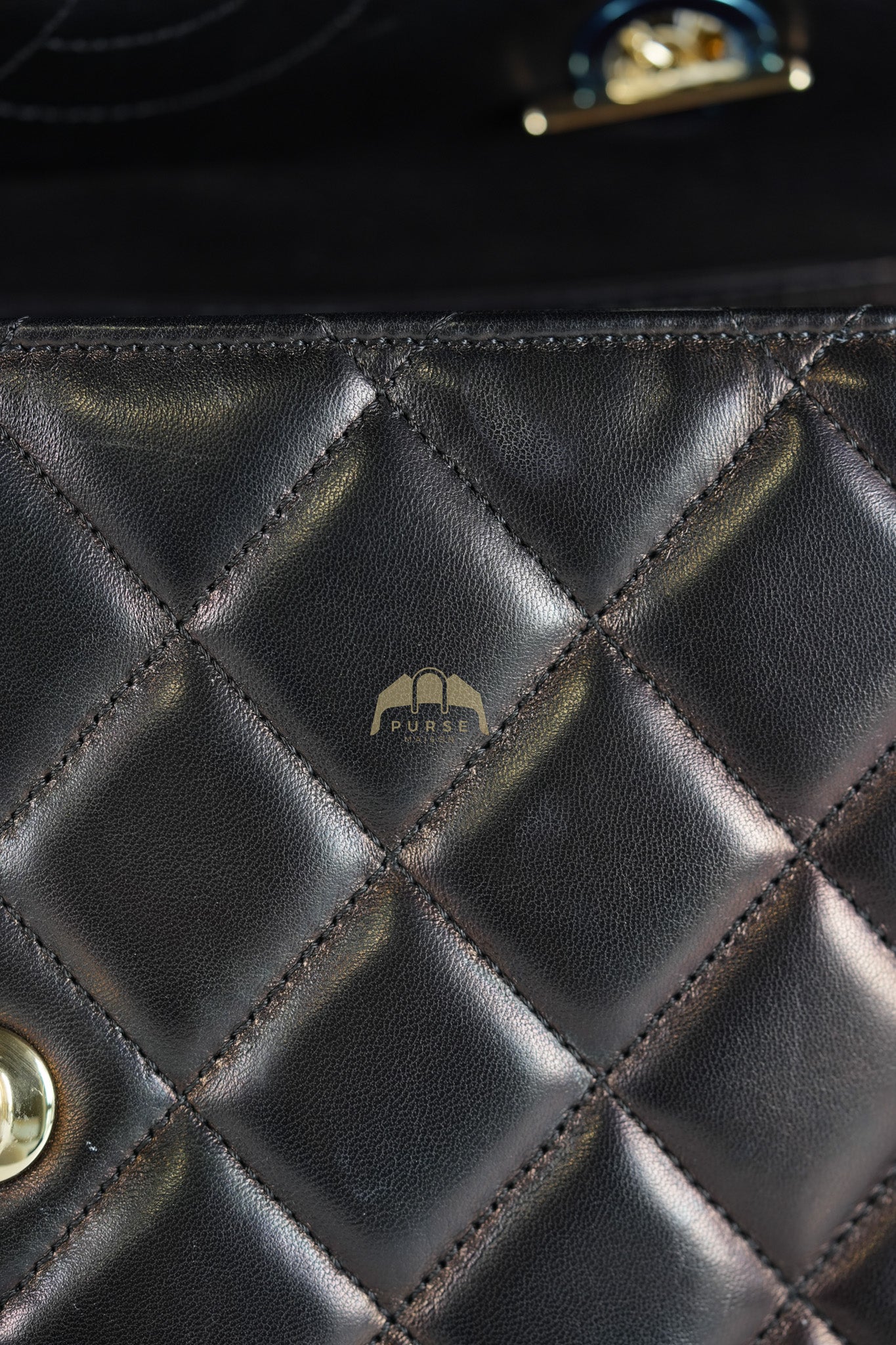 Trendy CC Top Handle Jumbo in Black Lambskin Light Gold Hardware (Series 19) | Purse Maison Luxury Bags Shop