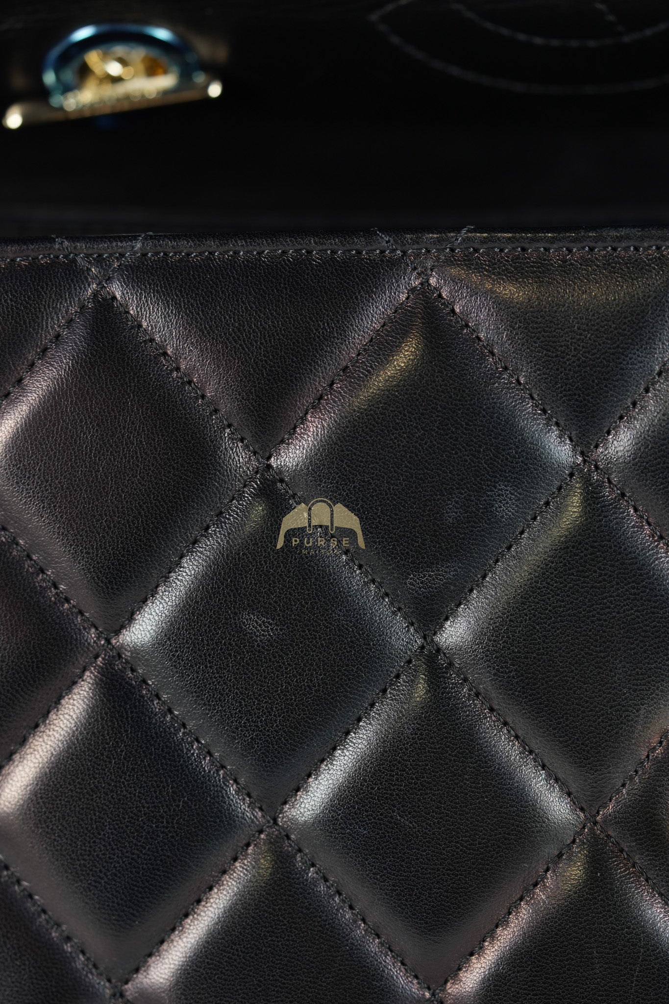 Trendy CC Top Handle Jumbo in Black Lambskin Light Gold Hardware (Series 19) | Purse Maison Luxury Bags Shop