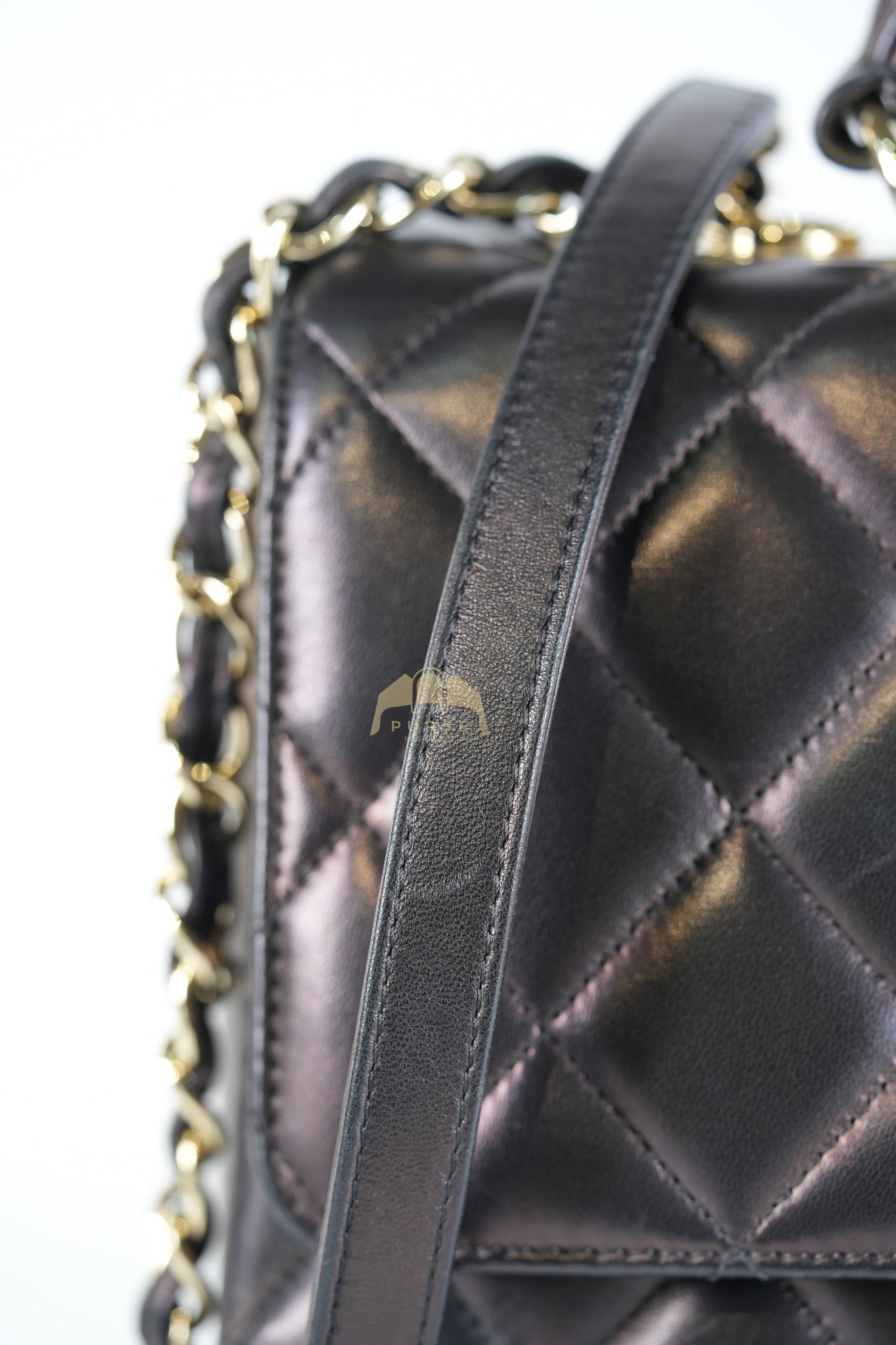 Trendy CC Top Handle Jumbo in Black Lambskin Light Gold Hardware (Series 19) | Purse Maison Luxury Bags Shop