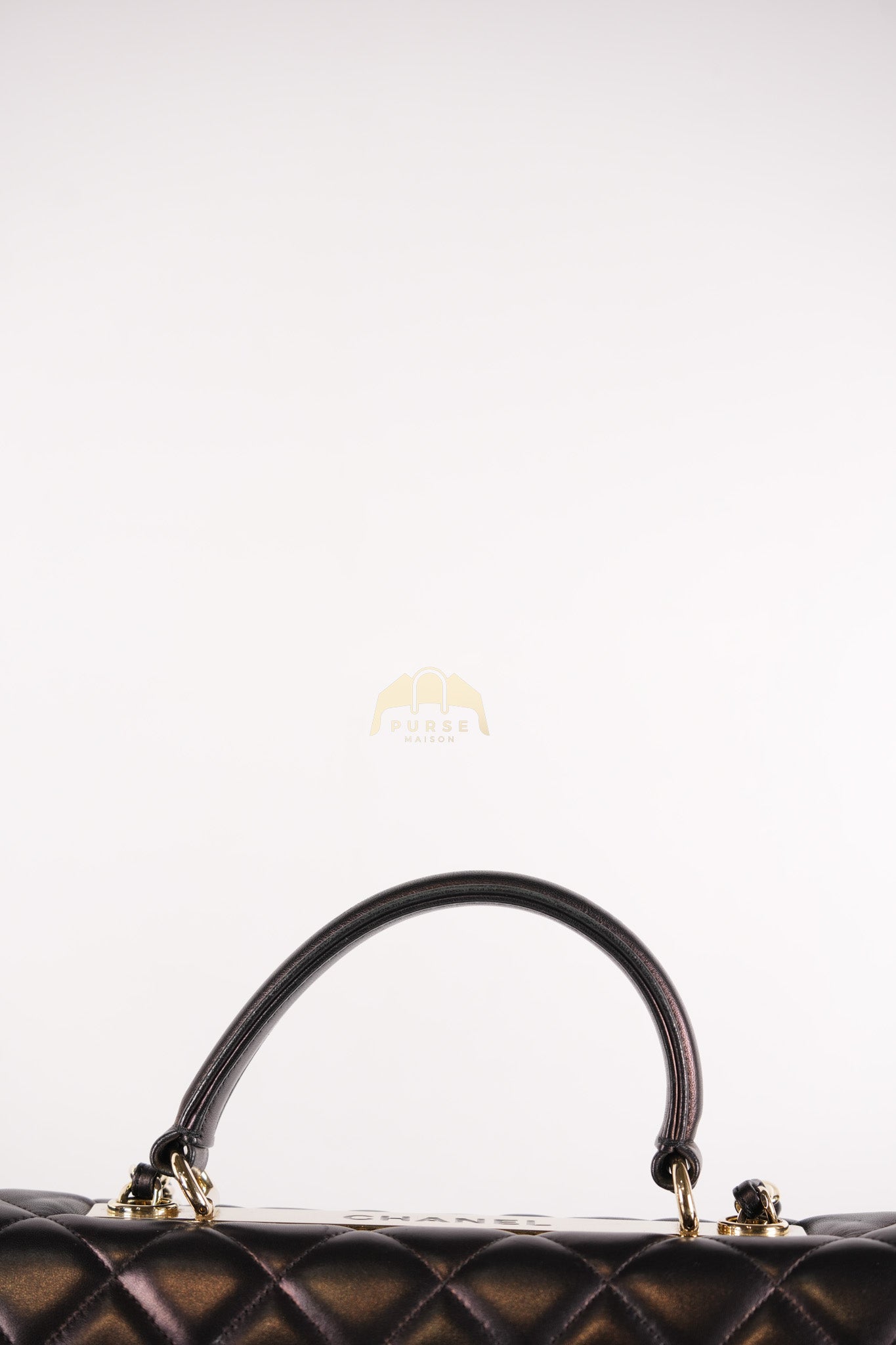 Trendy CC Top Handle Jumbo in Black Lambskin Light Gold Hardware (Series 19) | Purse Maison Luxury Bags Shop