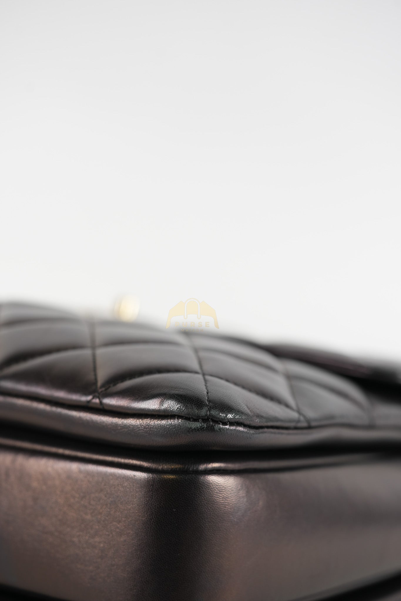 Trendy CC Top Handle Jumbo in Black Lambskin Light Gold Hardware (Series 19) | Purse Maison Luxury Bags Shop