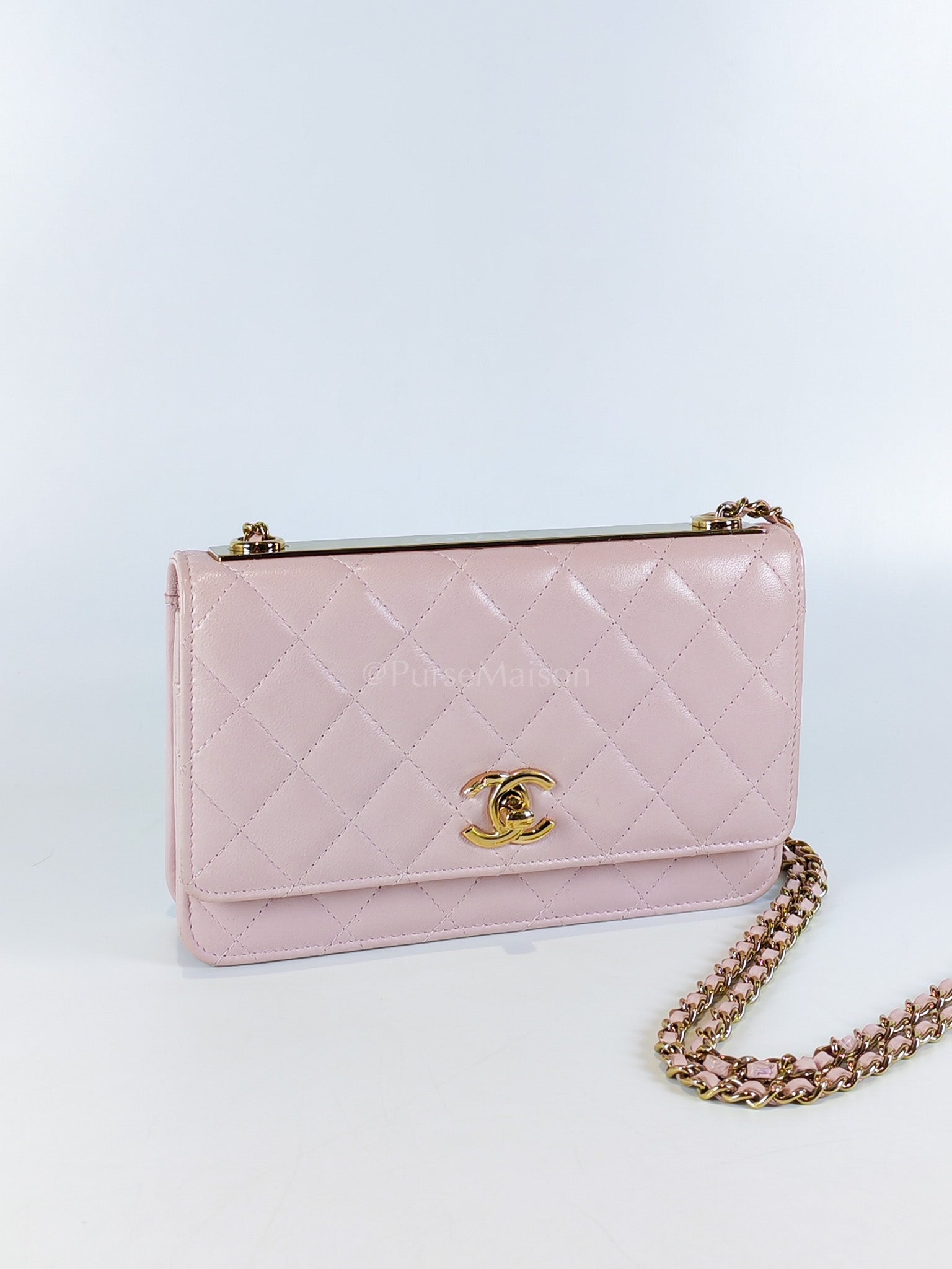 Trendy Wallet On Chain in Pink Lambskin Leather and Gold Hardware Series 31 | Purse Maison Luxury Bags Shop