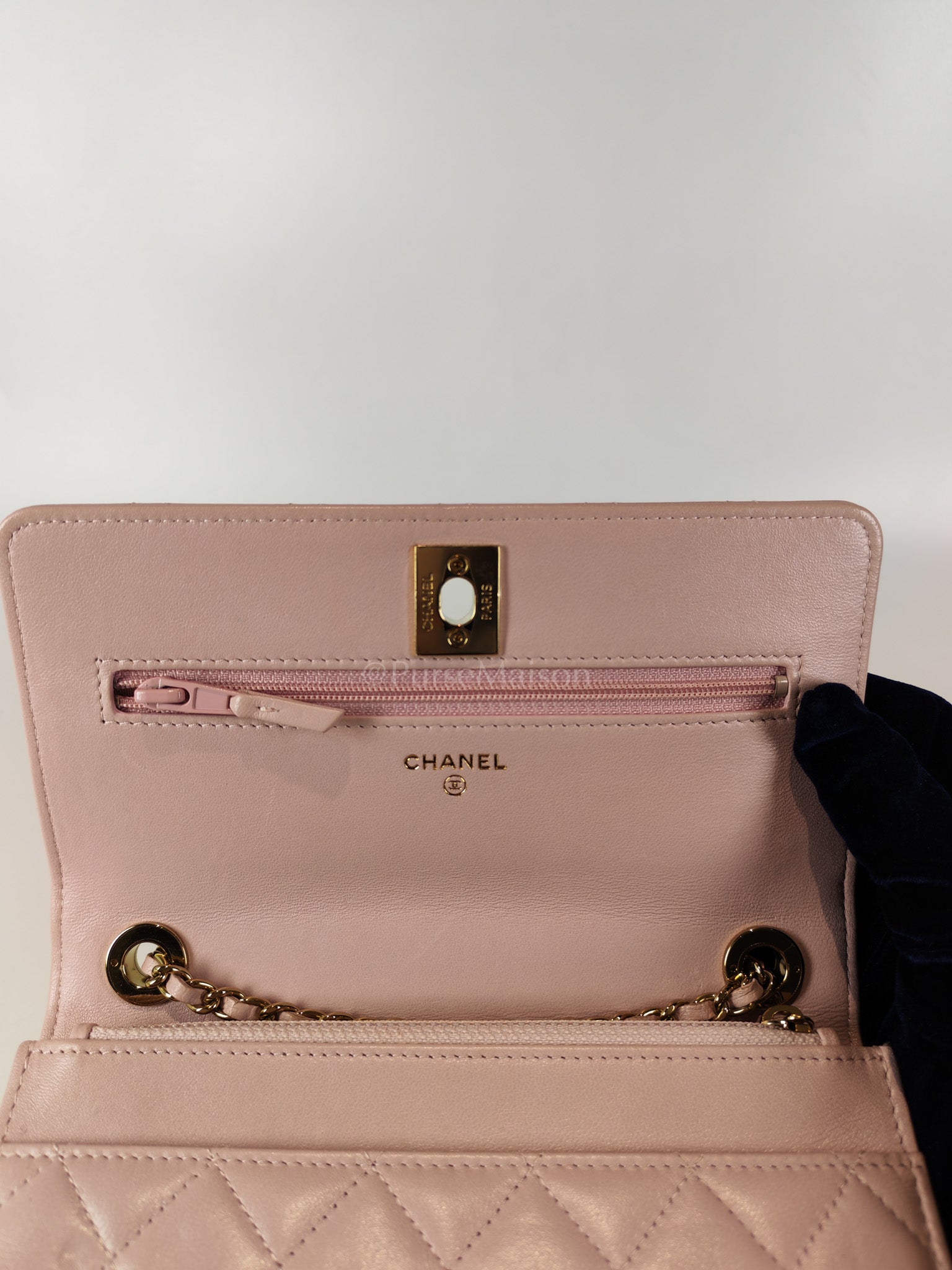 Trendy Wallet On Chain in Pink Lambskin Leather and Gold Hardware Series 31 | Purse Maison Luxury Bags Shop