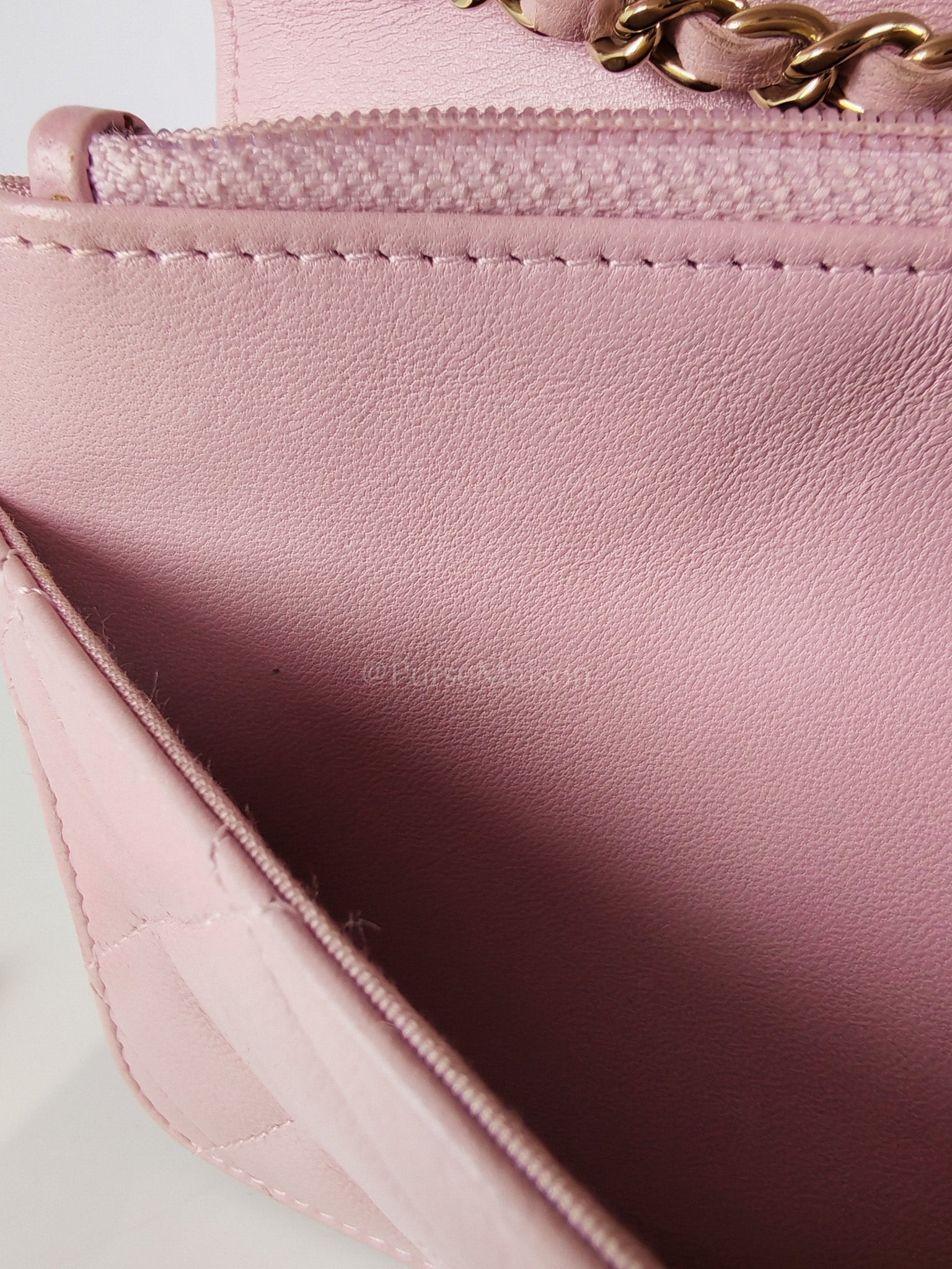 Trendy Wallet On Chain in Pink Lambskin Leather and Gold Hardware Series 31 | Purse Maison Luxury Bags Shop