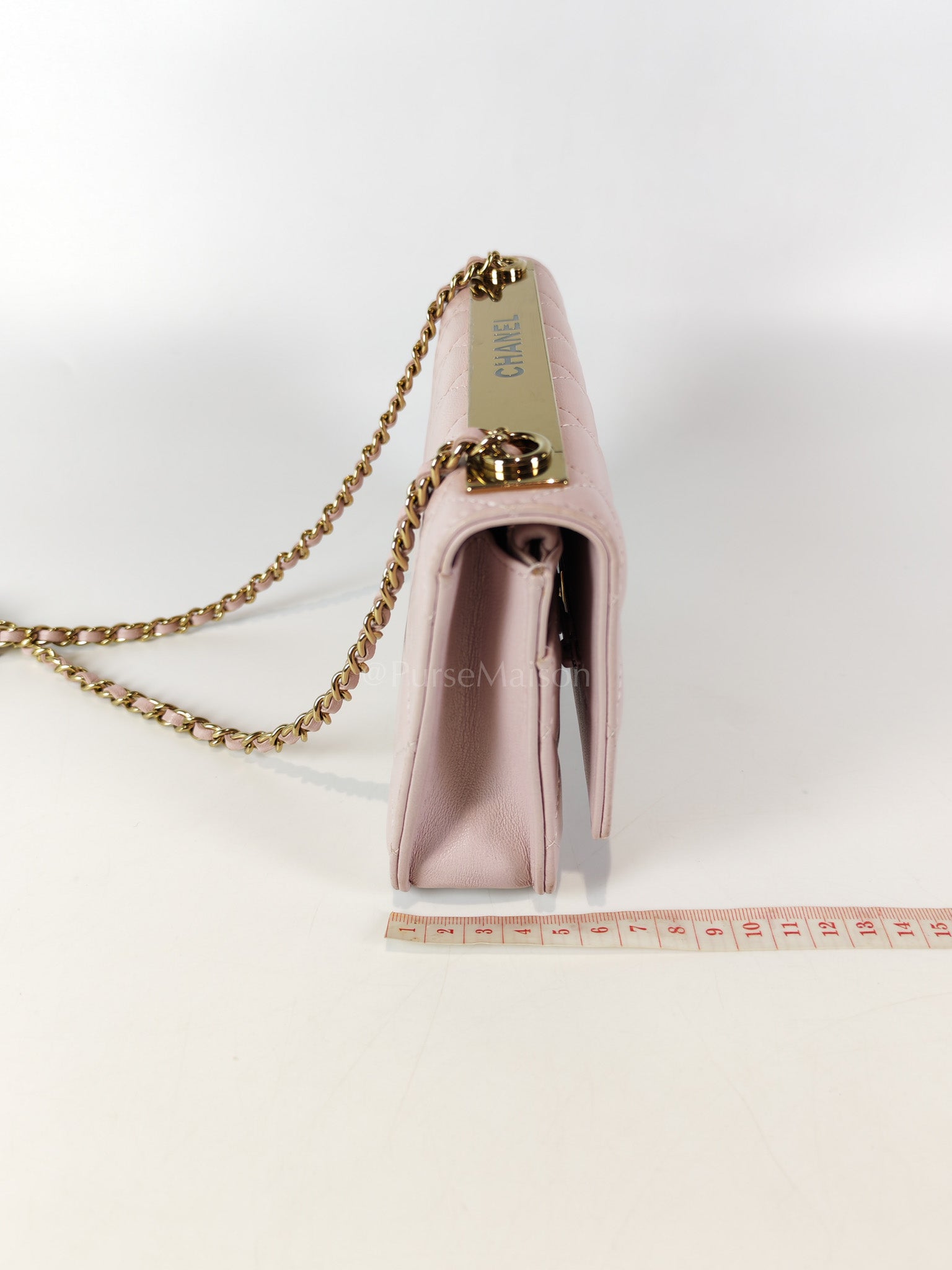 Trendy Wallet On Chain in Pink Lambskin Leather and Gold Hardware Series 31 | Purse Maison Luxury Bags Shop