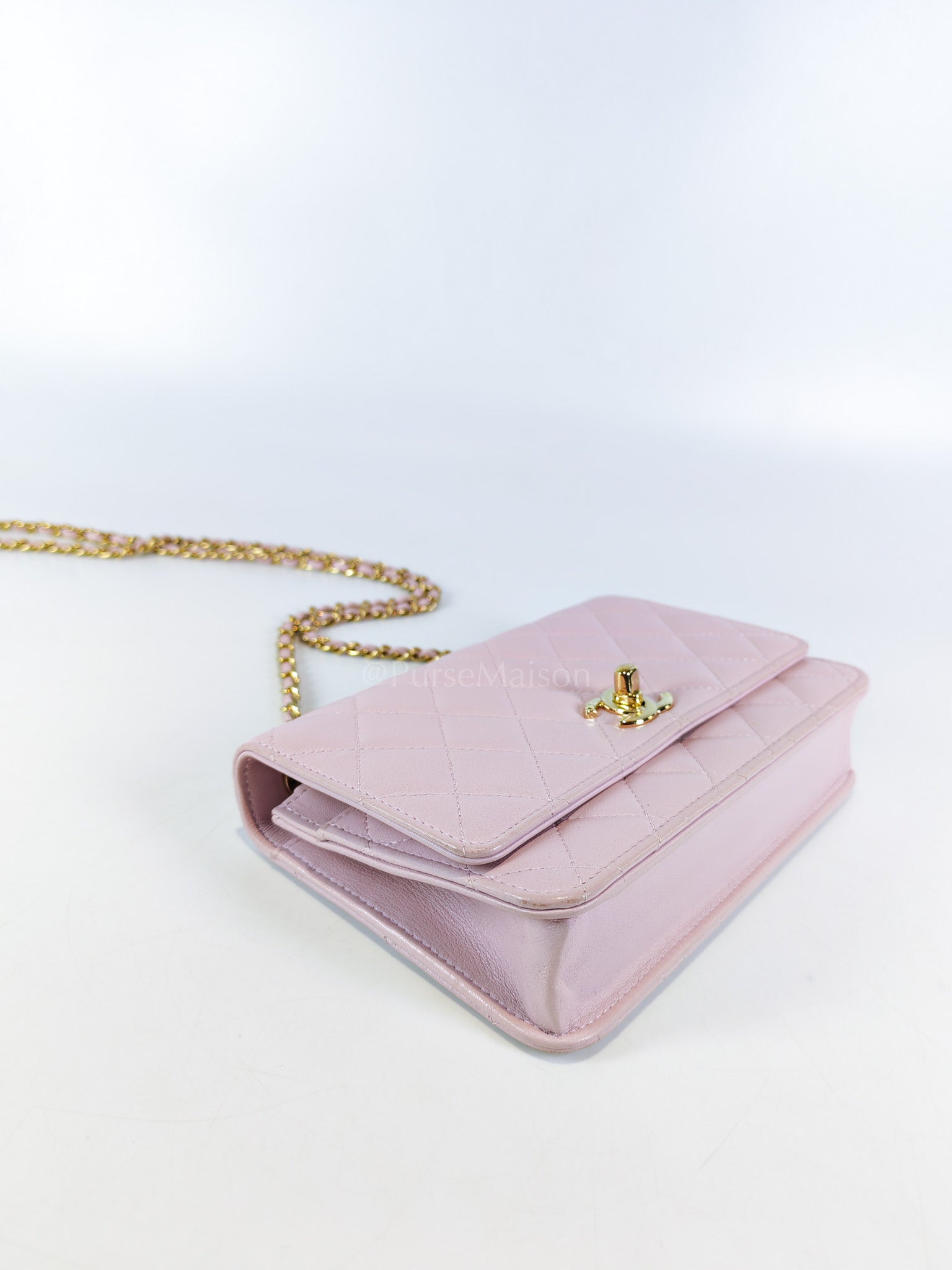 Trendy Wallet On Chain in Pink Lambskin Leather and Gold Hardware Series 31 | Purse Maison Luxury Bags Shop
