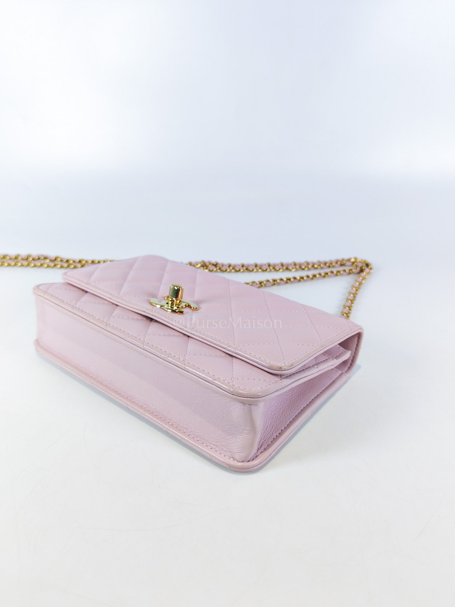 Trendy Wallet On Chain in Pink Lambskin Leather and Gold Hardware Series 31 | Purse Maison Luxury Bags Shop